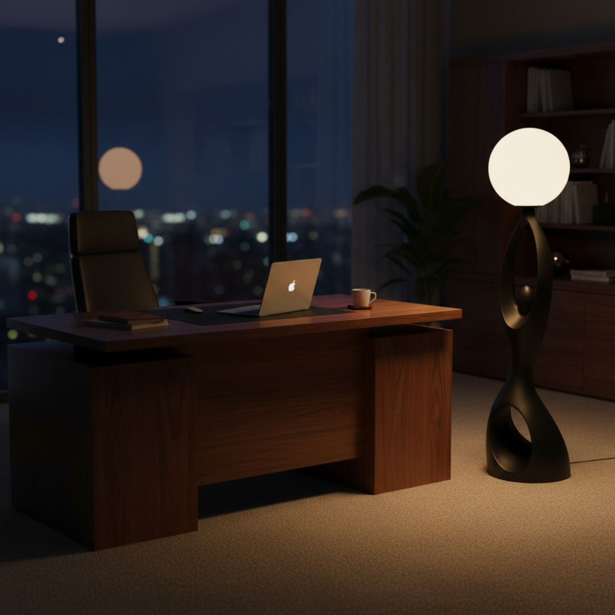 Lampadaire Sculptural "Silhouette" Noir – Design Artistique & Premium Tunisie