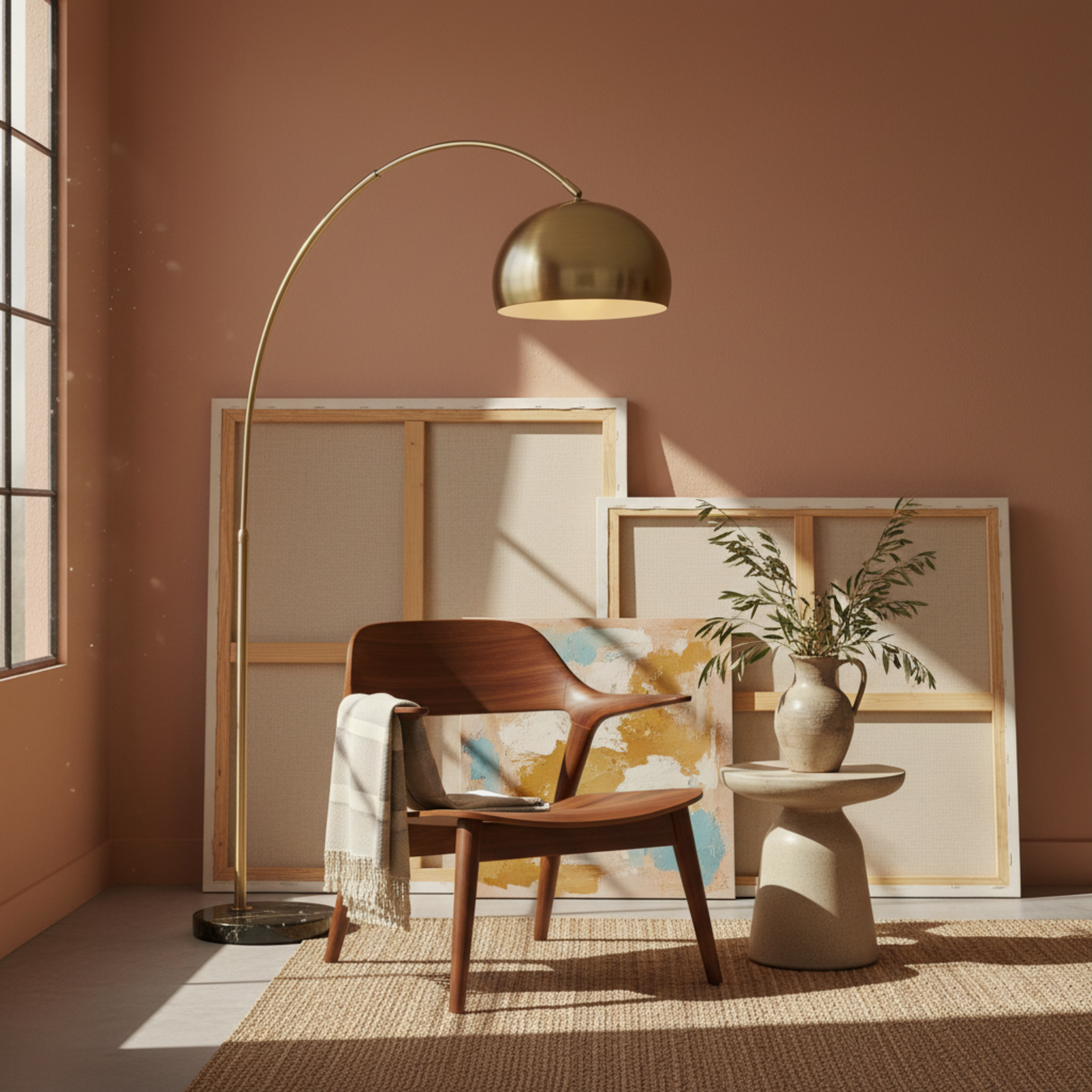 Lampadaire Arc Bronze Premium – Design Luxe & Élégance Tunisie