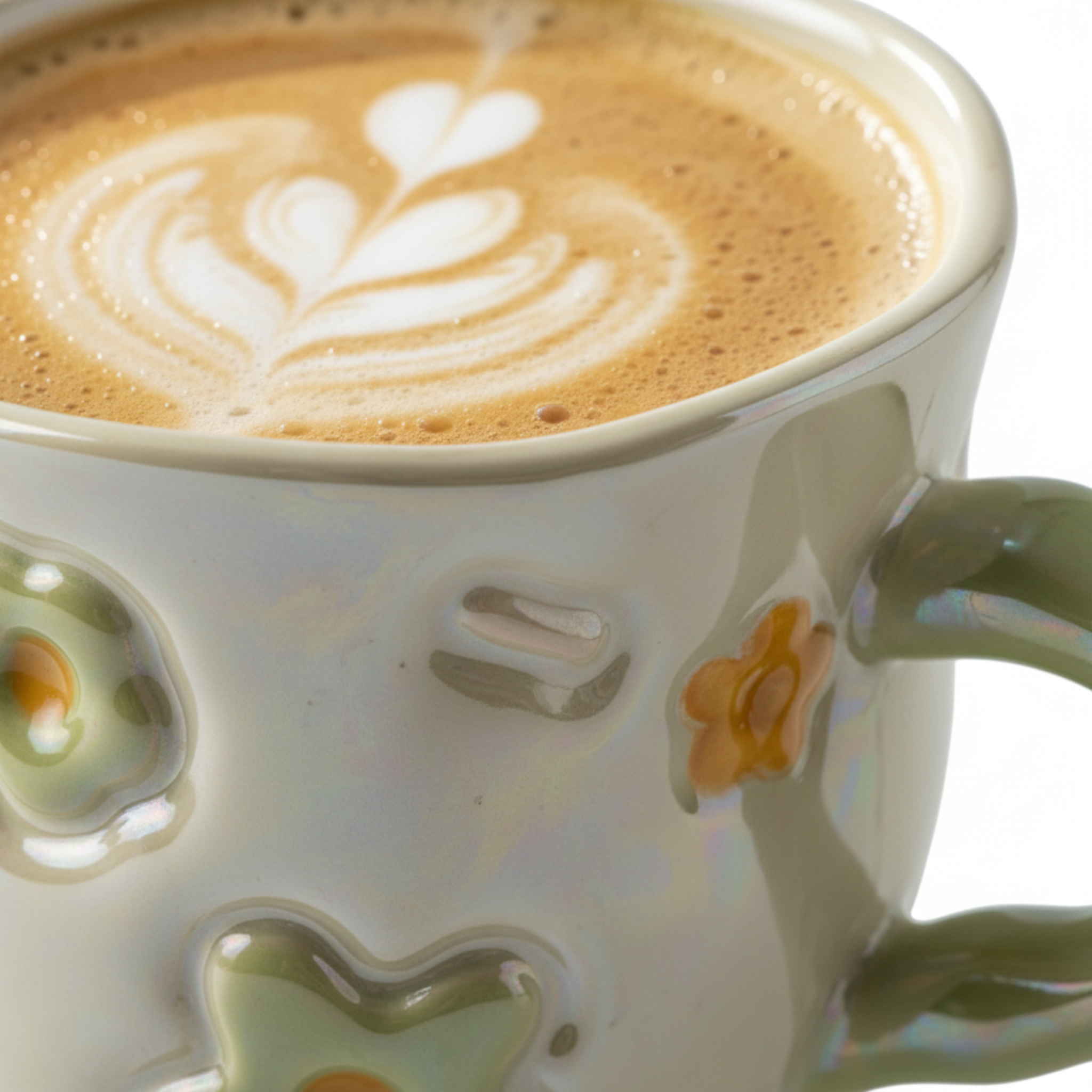 Mug Vert Design Fleur en Relief en Céramique – Style Moderne Tunisie