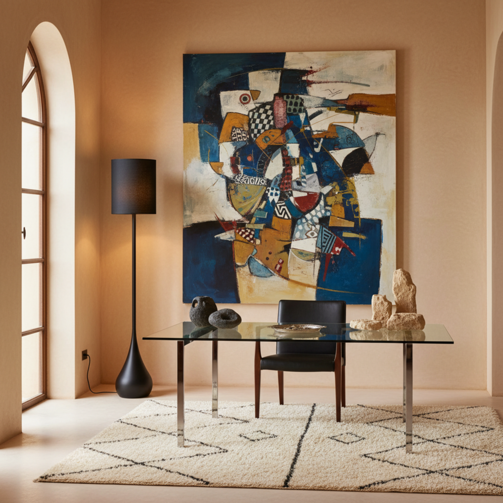 Lampadaire Design Noir "Goutte" – Éclairage Luxe & Moderne Salon Tunisie