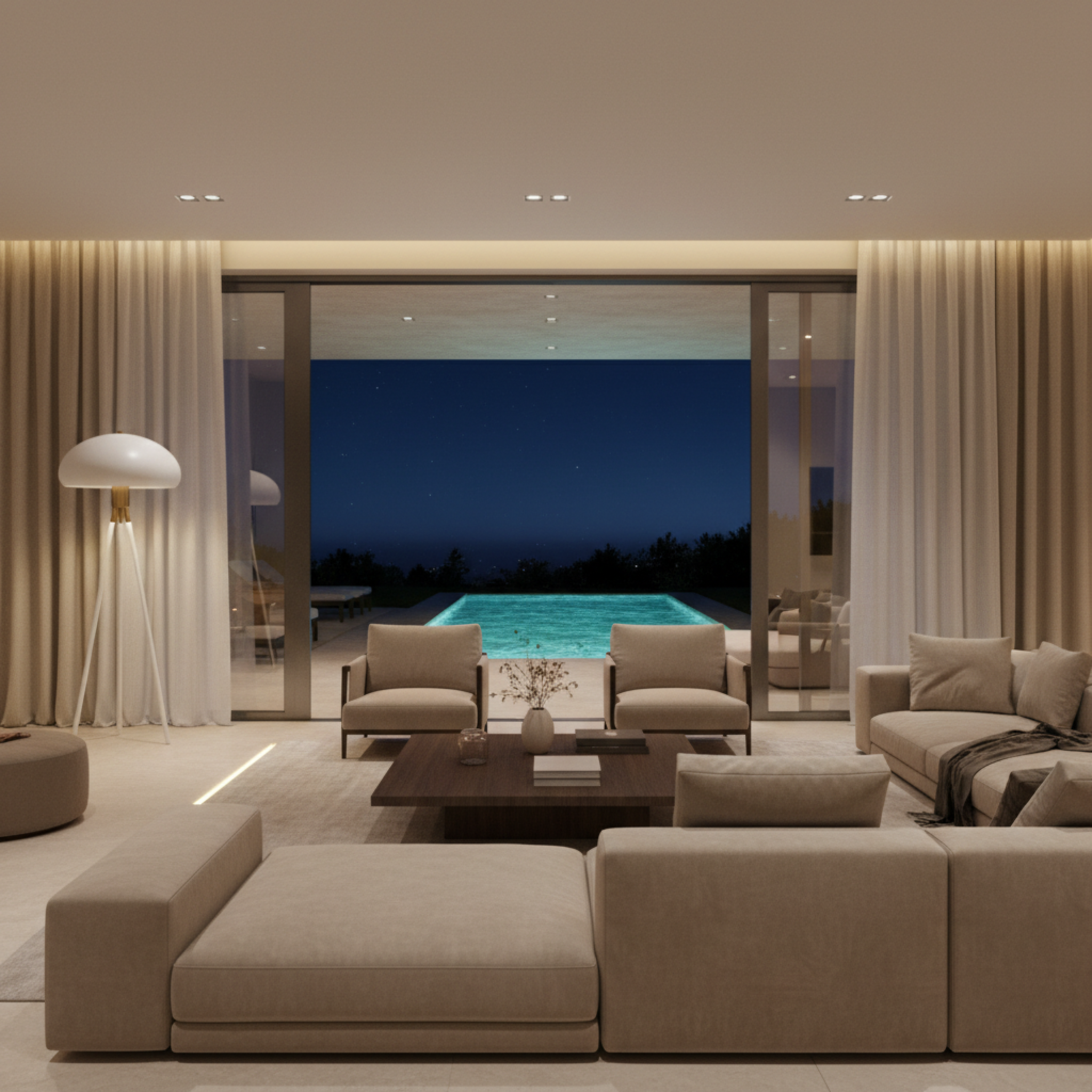 Lampadaire Trépied Design Blanc & Doré – Éclairage Scandi-Chic Tunisie