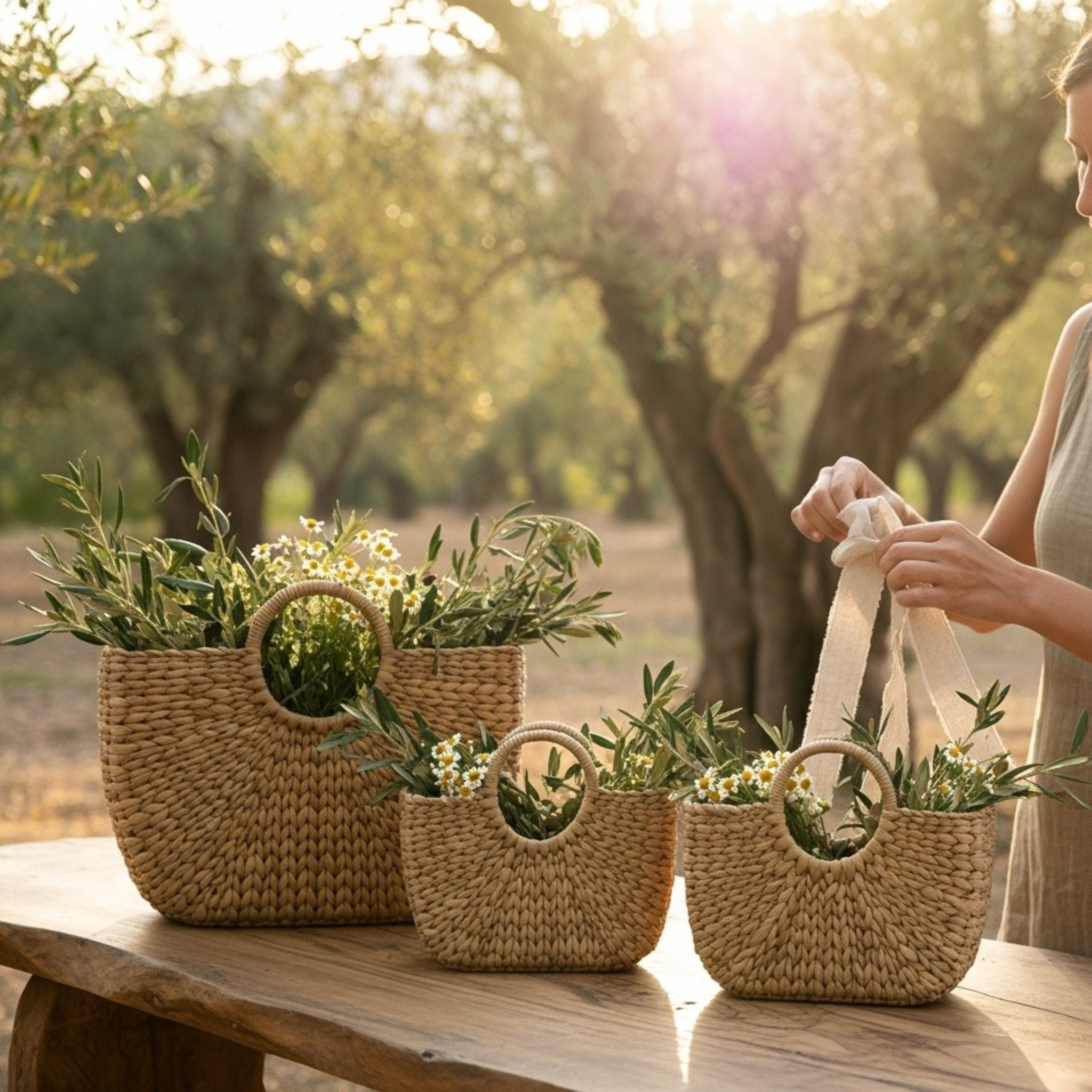 Trio de Paniers Tressés – Série de 3, Déco & Rangement