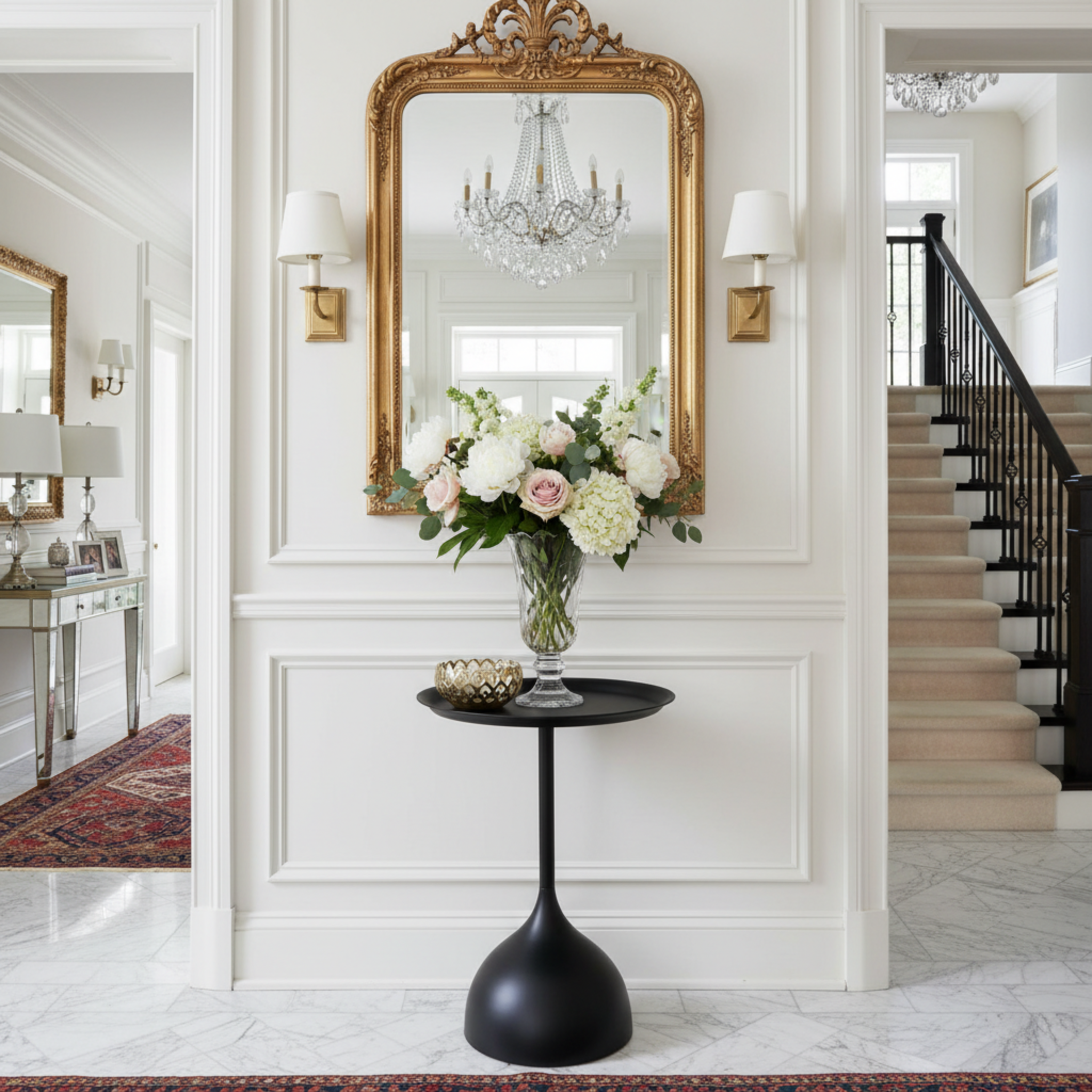 Table d'Appoint Ronde Noire Design Tulipe – Style Moderne & Épuré