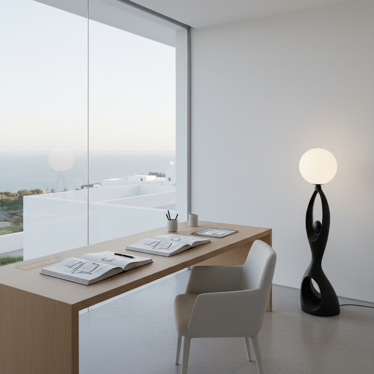 Lampadaire Sculptural "Silhouette" Noir – Design Artistique & Premium Tunisie