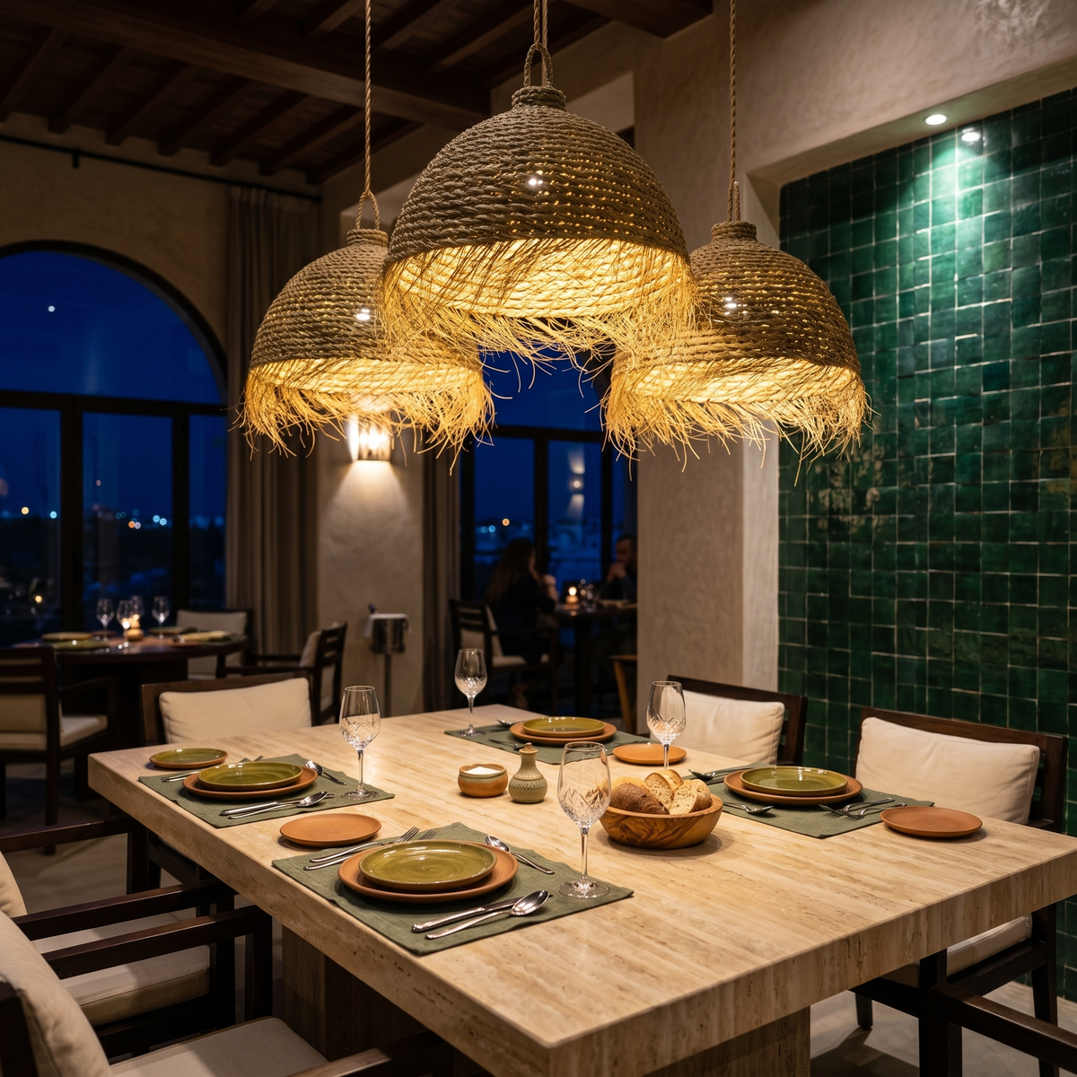 Suspension Ronde Halfa | Luminaire Dôme Naturel | Fiolla Home
