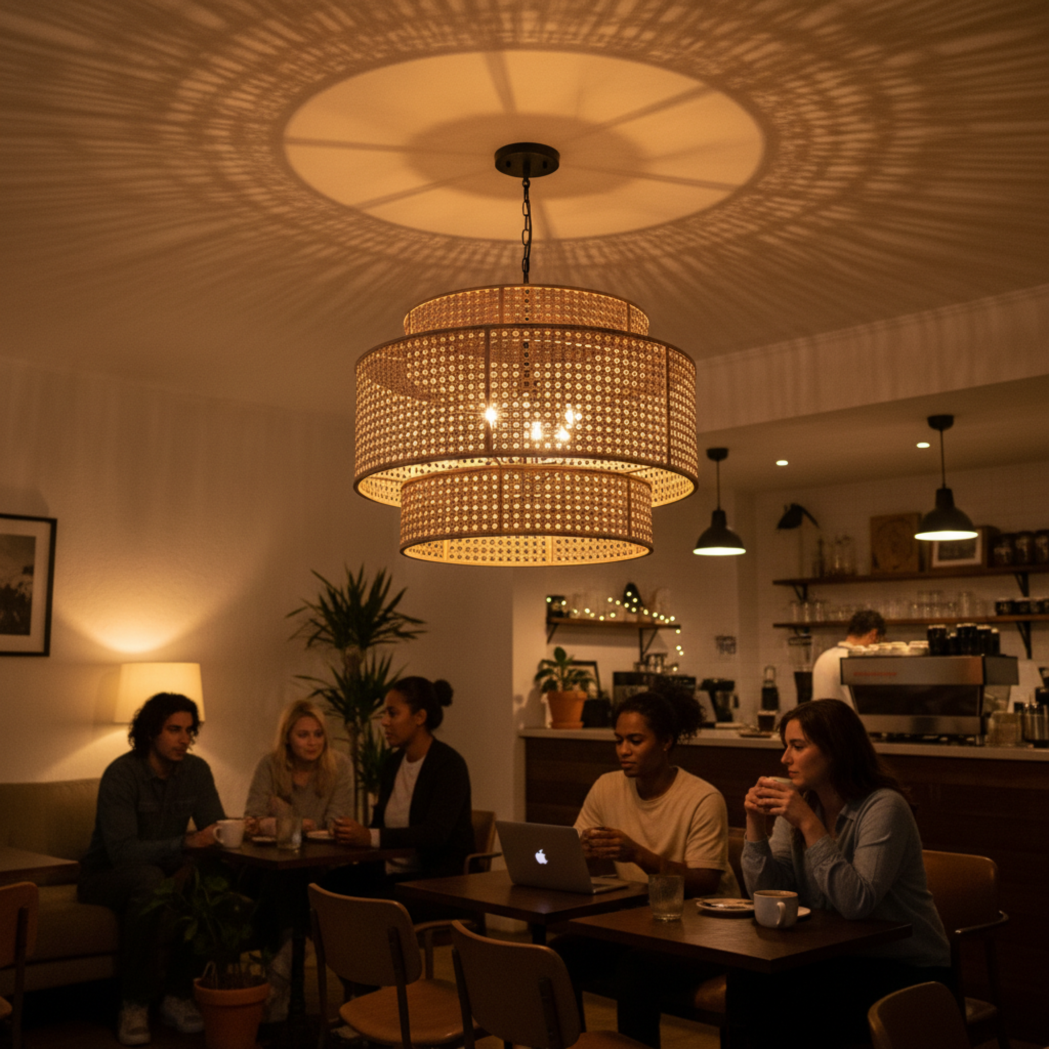 Suspension Triple en Rotin Naturel – Lustre Bohème Chic & Tendance