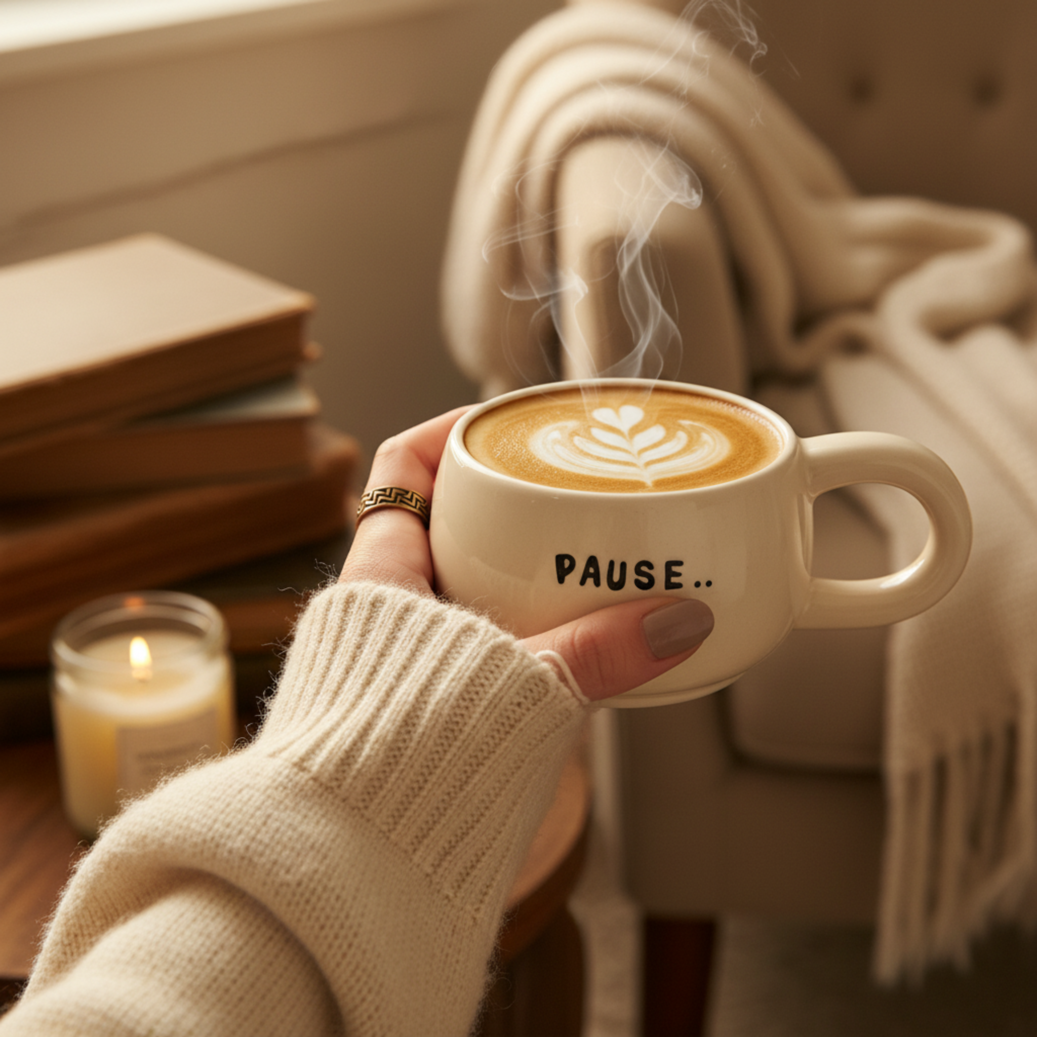 Mug "Pause" en Céramique — Tasse à Café Design & Cozy Tunisie