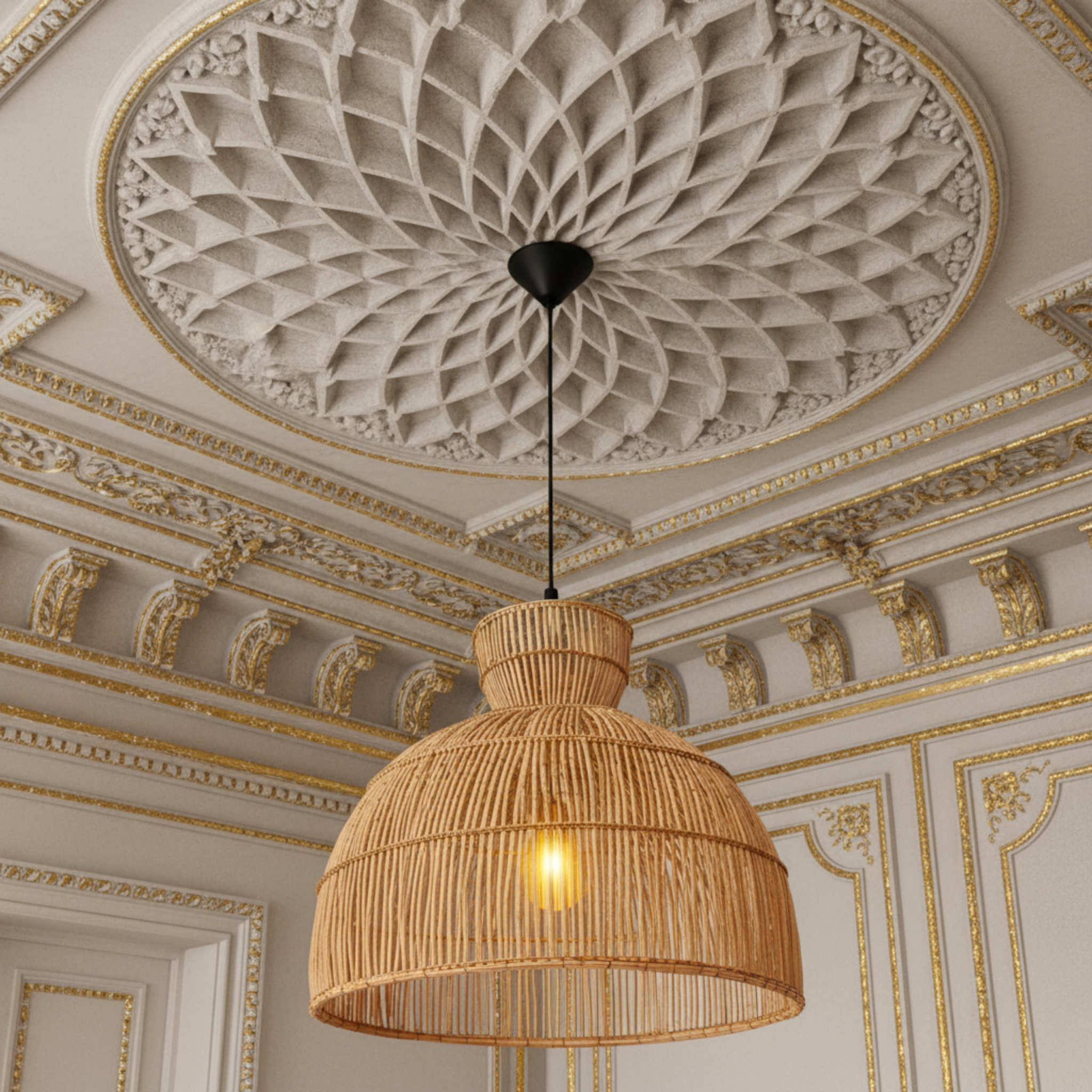 Lustre Artisanal Fibres de Palmier Tressé Fait Main | Fiolla Home