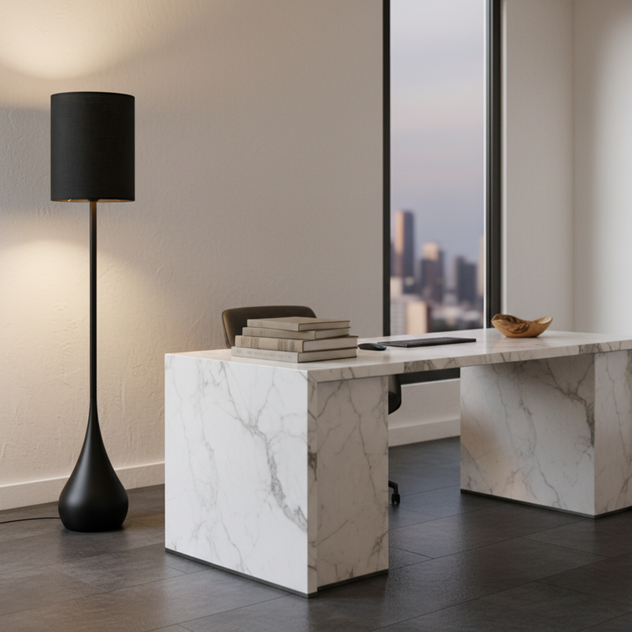 Lampadaire Design Noir "Goutte" – Éclairage Luxe & Moderne Salon Tunisie