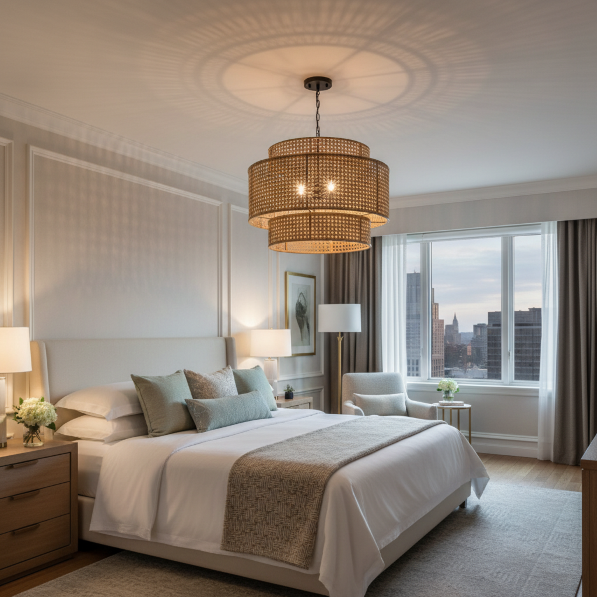 Suspension Triple en Rotin Naturel – Lustre Bohème Chic & Tendance