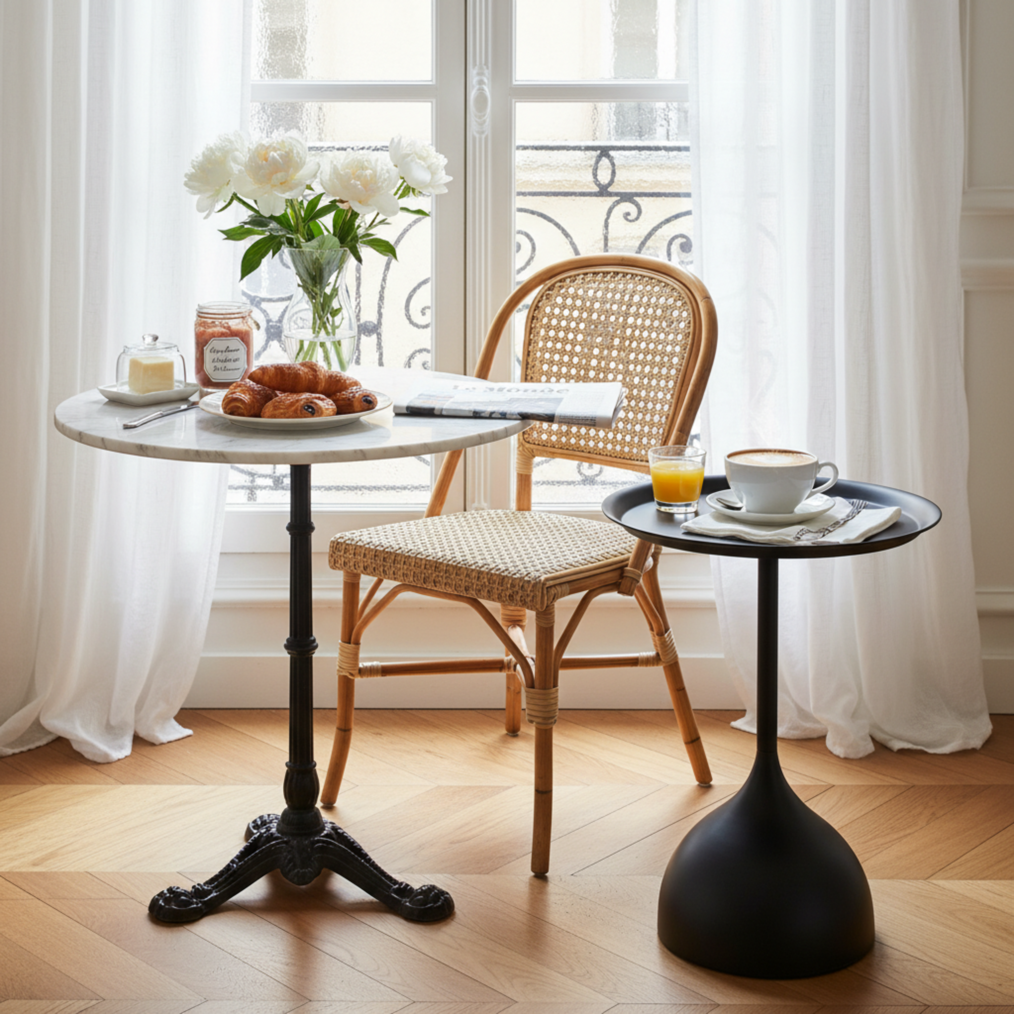 Table d'Appoint Ronde Noire Design Tulipe – Style Moderne & Épuré