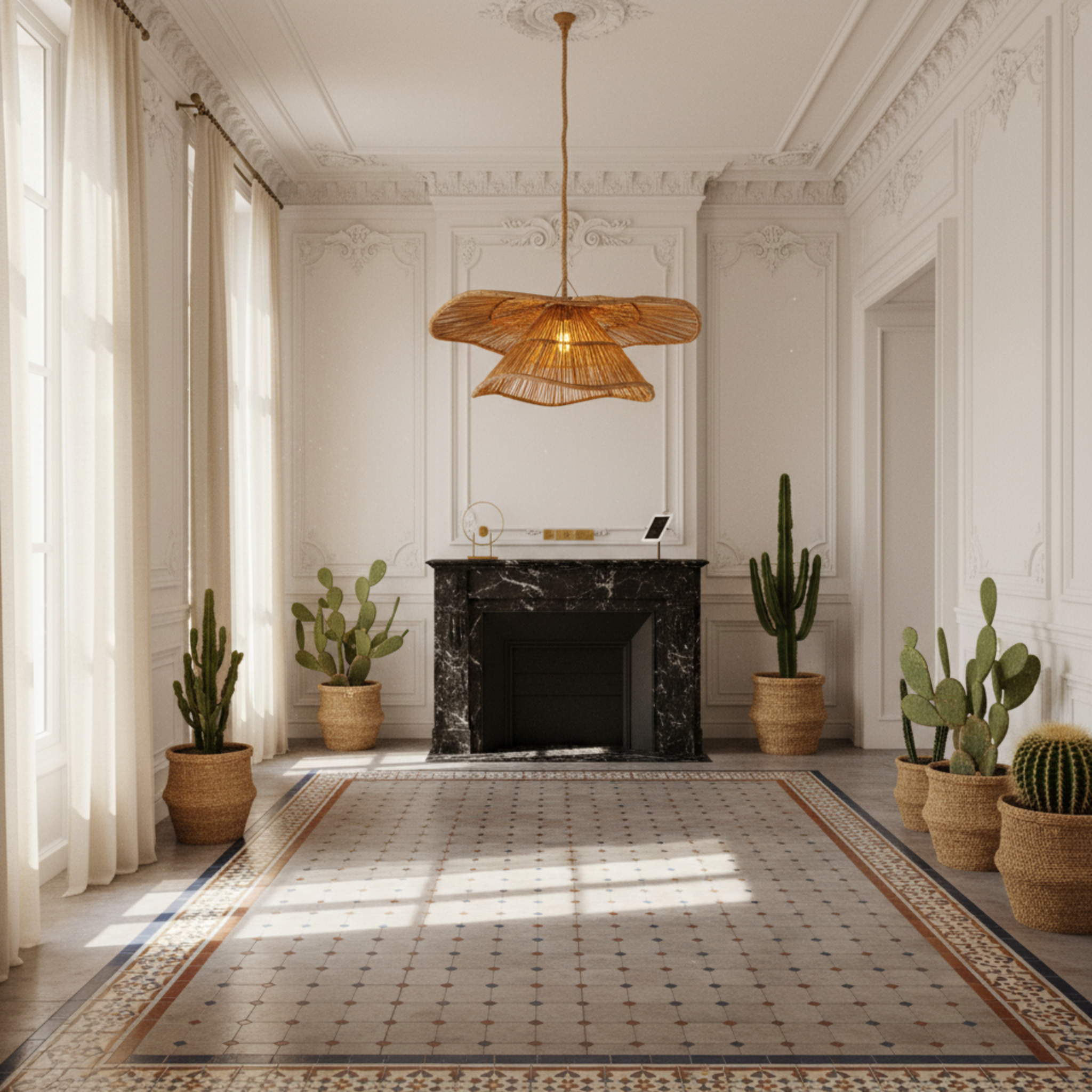Suspension Chapeau Fibres de Palmier Artisanale Fait Main | Fiolla Home