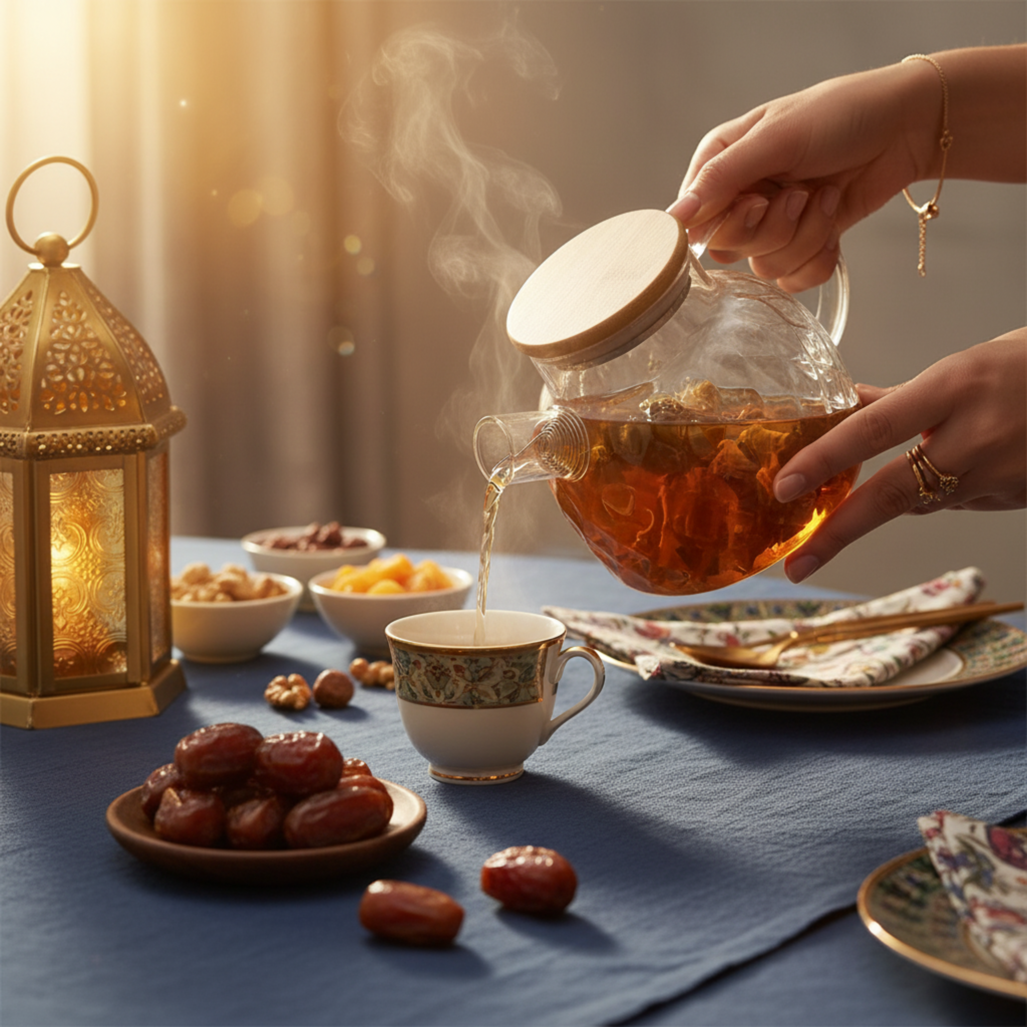 Théière en Verre Texturé & Couvercle Bambou – Design Élégant