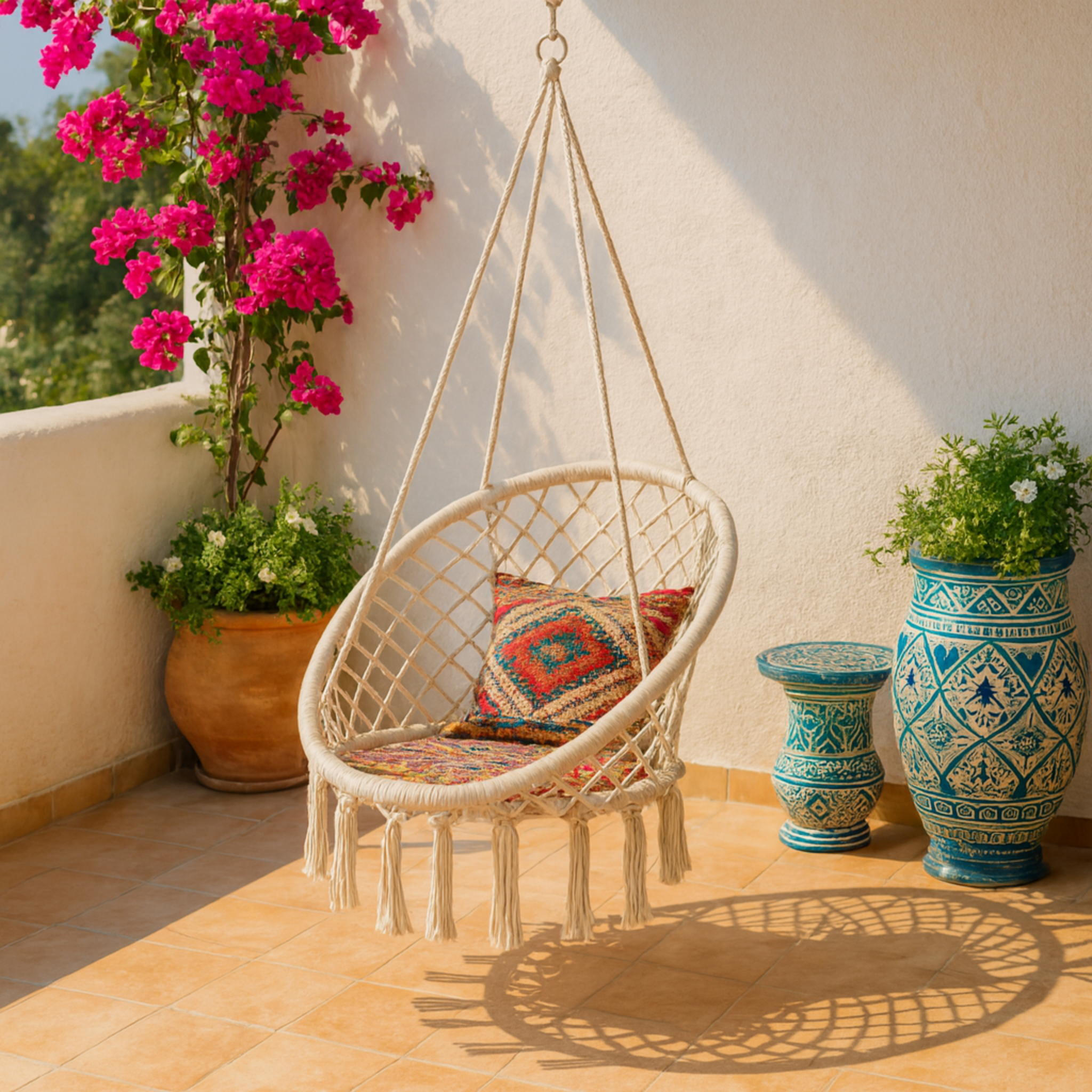 Balançoire Macramé Suspendue | Balcon/Chambre | Fiolla Home Tunisie