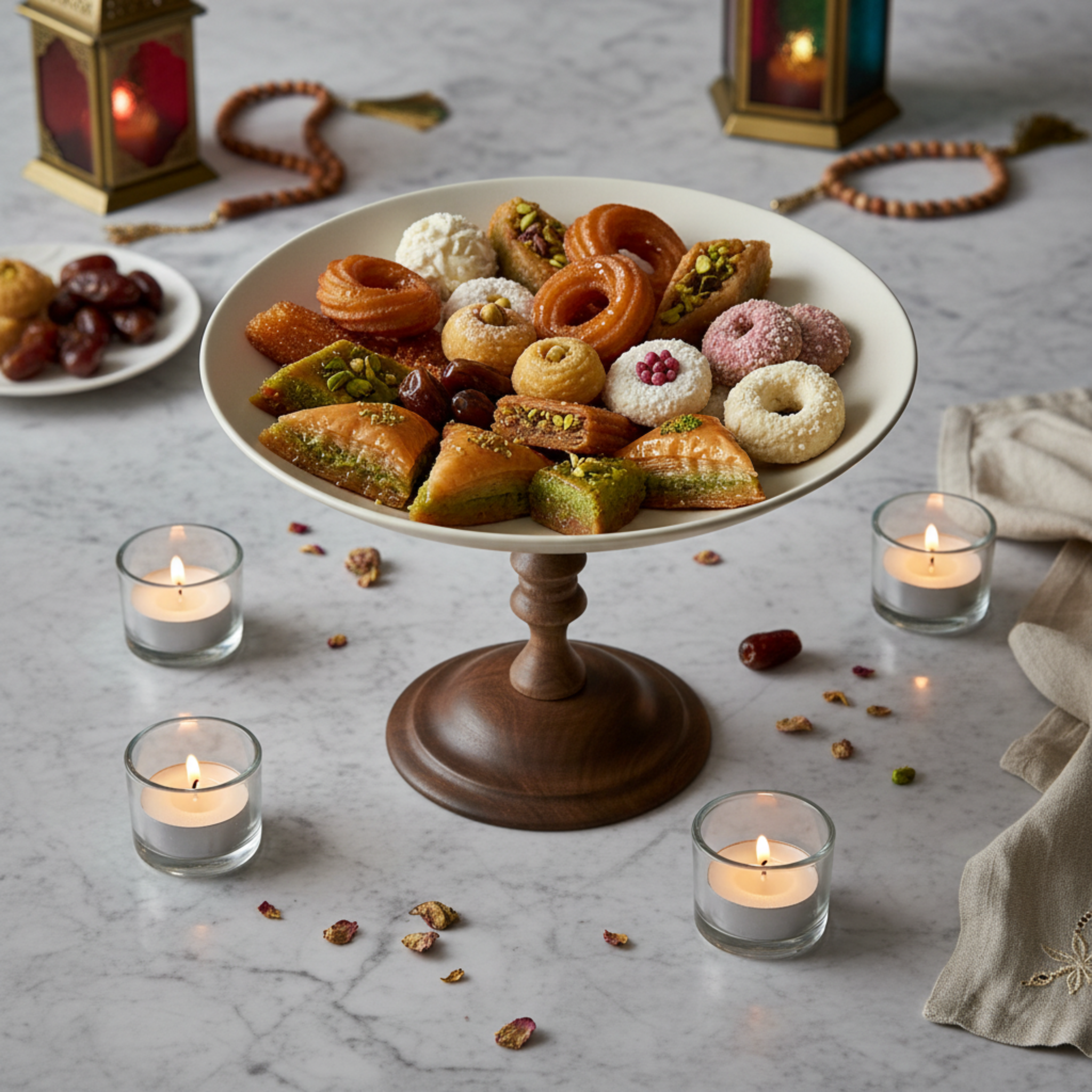 Présentoir à Gâteaux & Fruits Design – Bois et Céramique Épurée