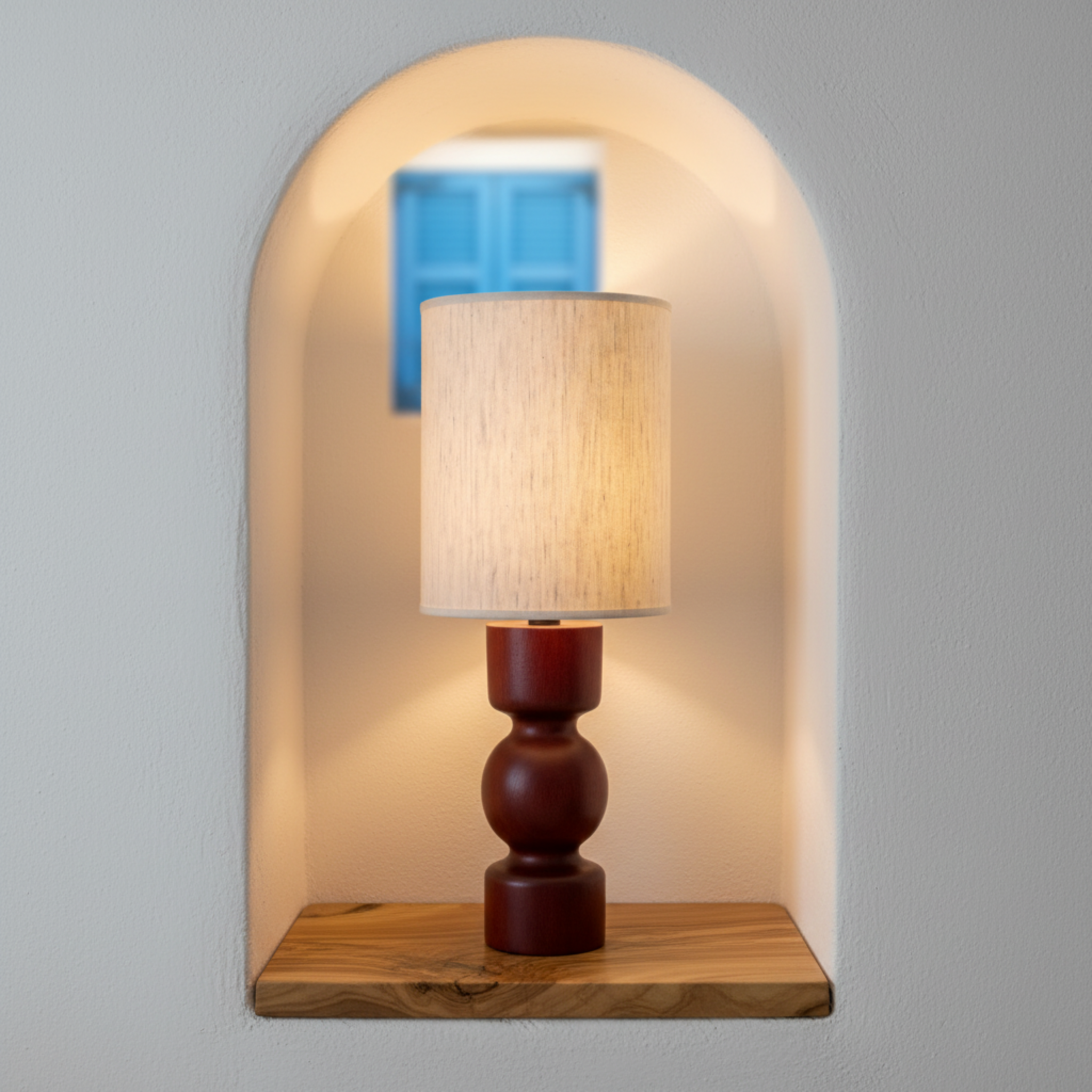 Lampe de chevet Qamra – bois handmade | Tunisie