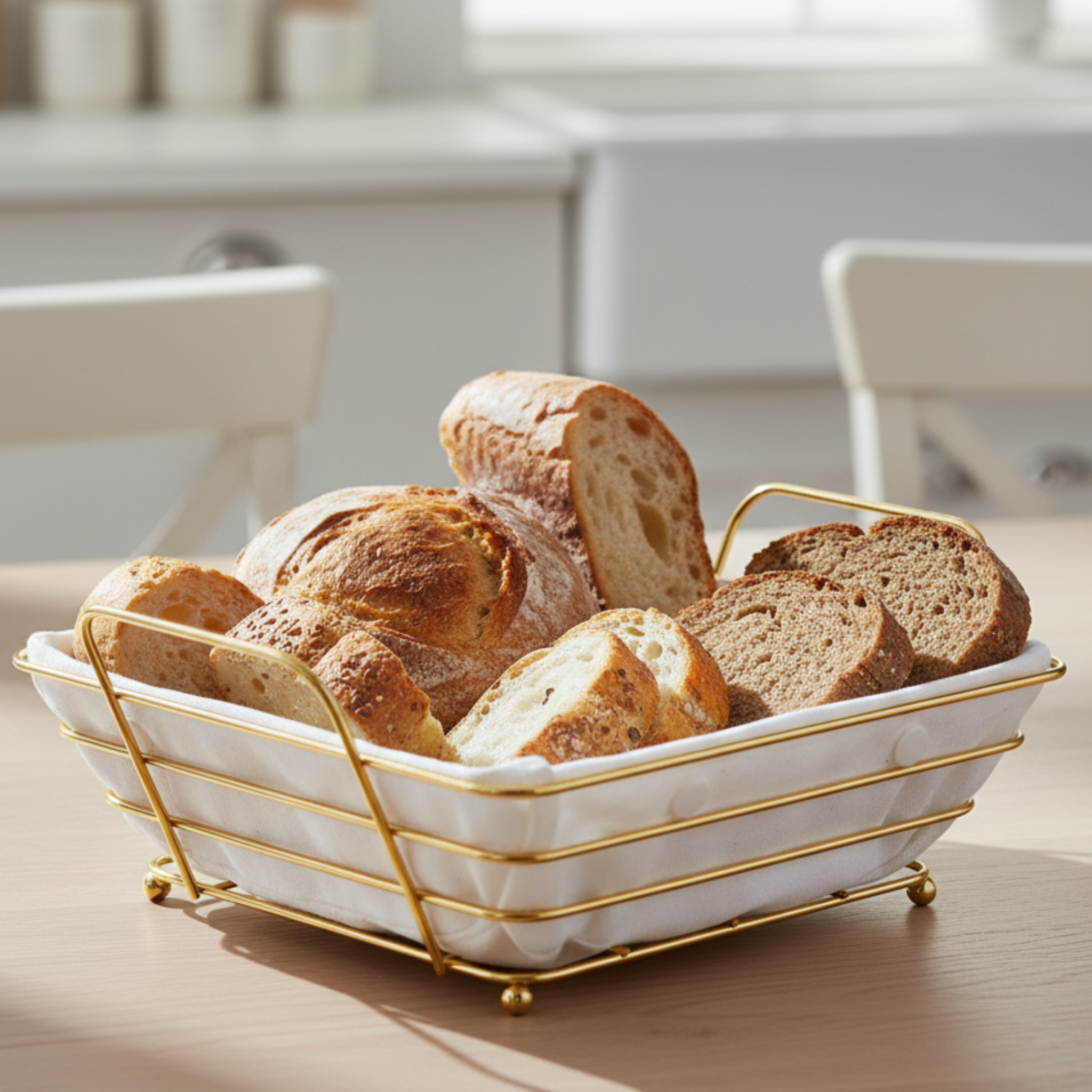 Corbeille à Pain Carré avec Housse en Coton | Fiolla Home