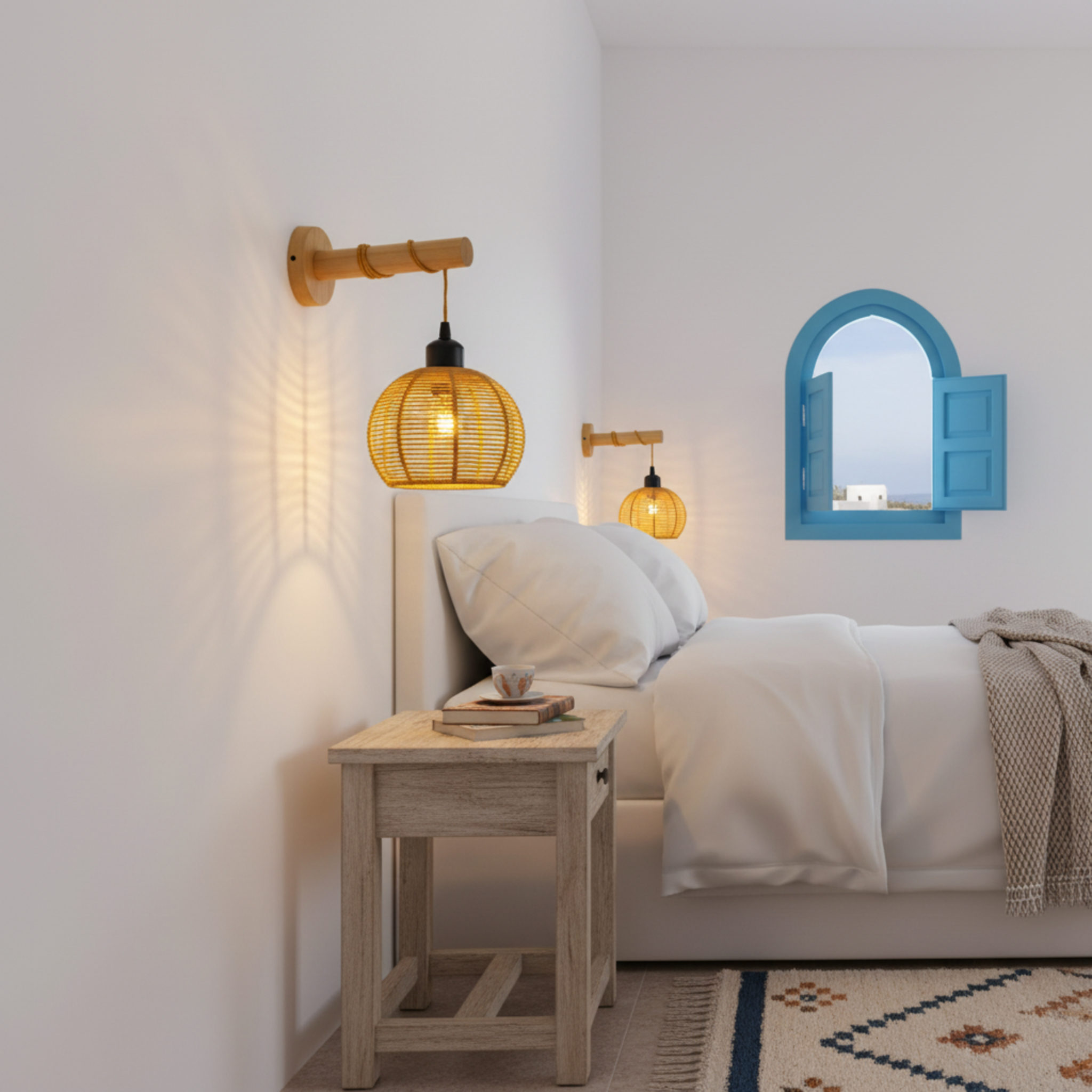 Applique Murale "Nasma" – Baladeuse Design en Bois et Jute Tressé