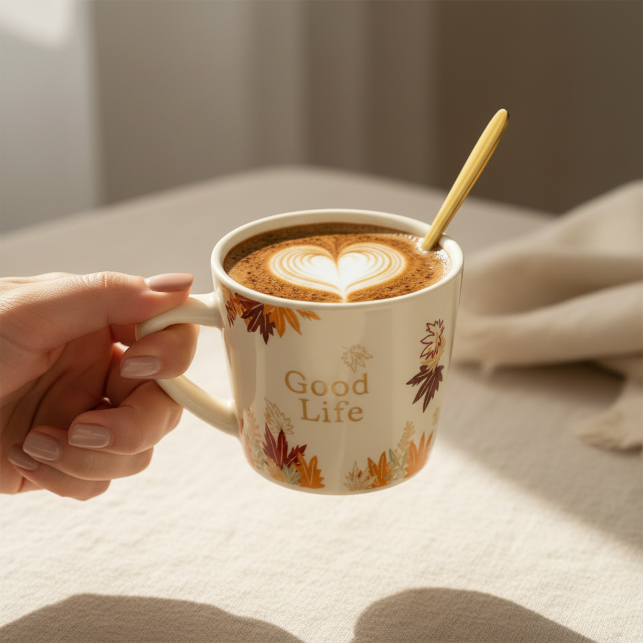 Tasse à Café "Good Life" & Soucoupe – Mug Design Céramique Tunisie