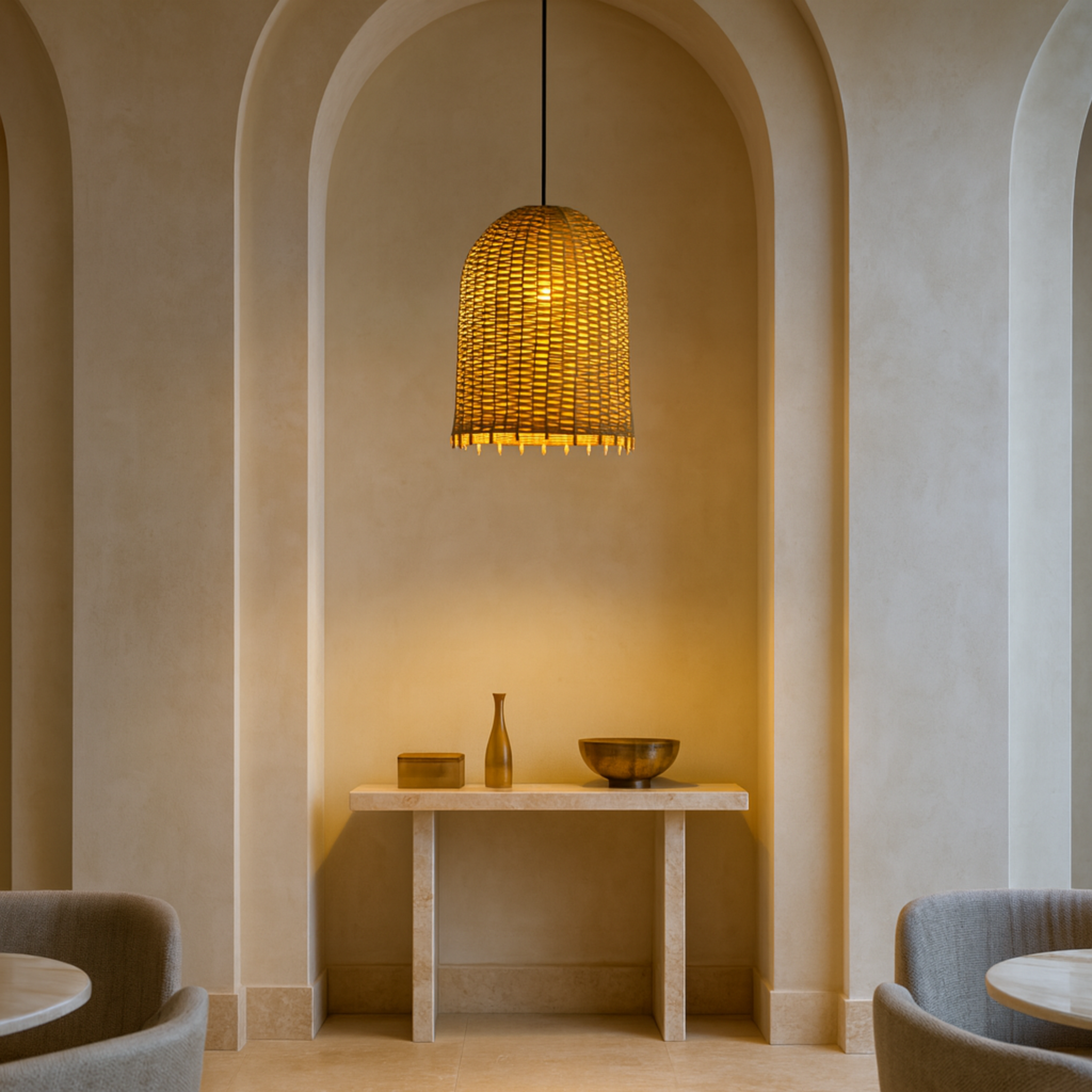 Lustre rotin | Lumière chaude, style naturel | Fiolla Home