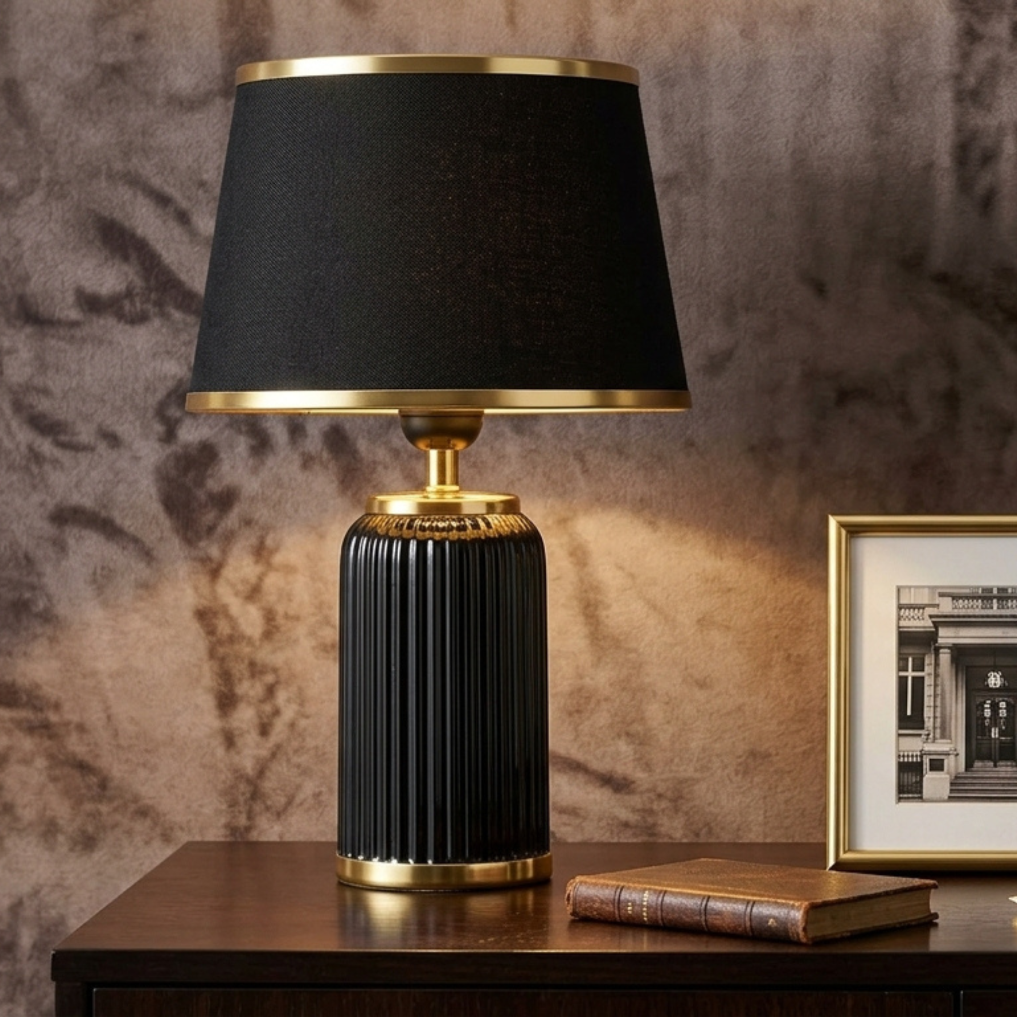 Lampe à Poser Noire Or Tunisie | Chevet Céramique Chic | Fiolla Home