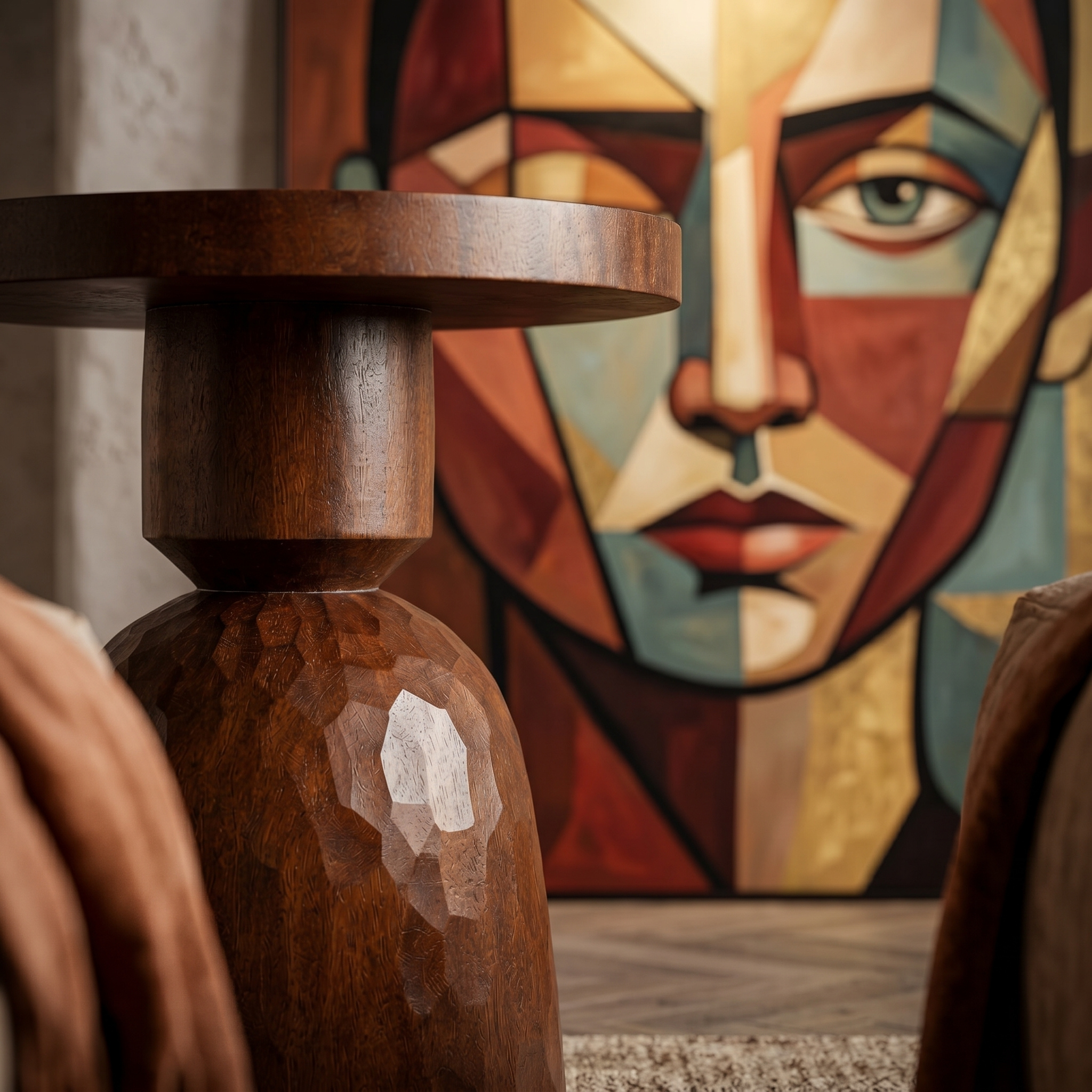 Table d'Appoint Acajou Tunisie | Sculptée Main Artisanale | Fiolla Home