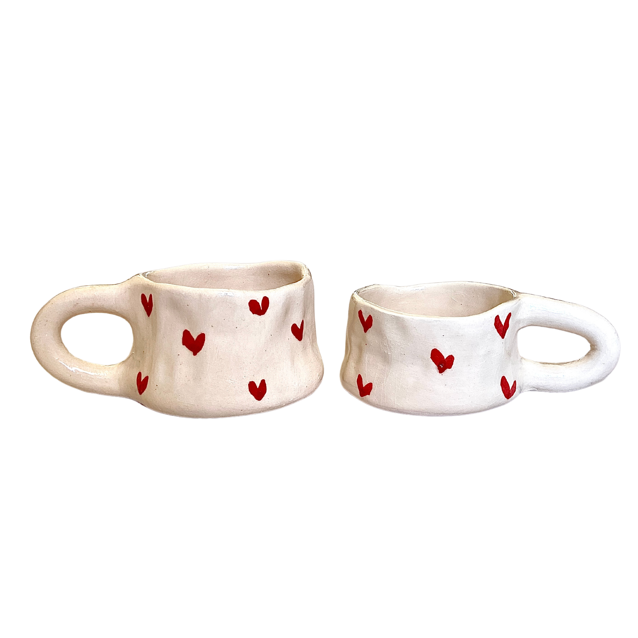 Tasse en Céramique Artisanale | Motifs Coeur Rouge | Fiolla Home