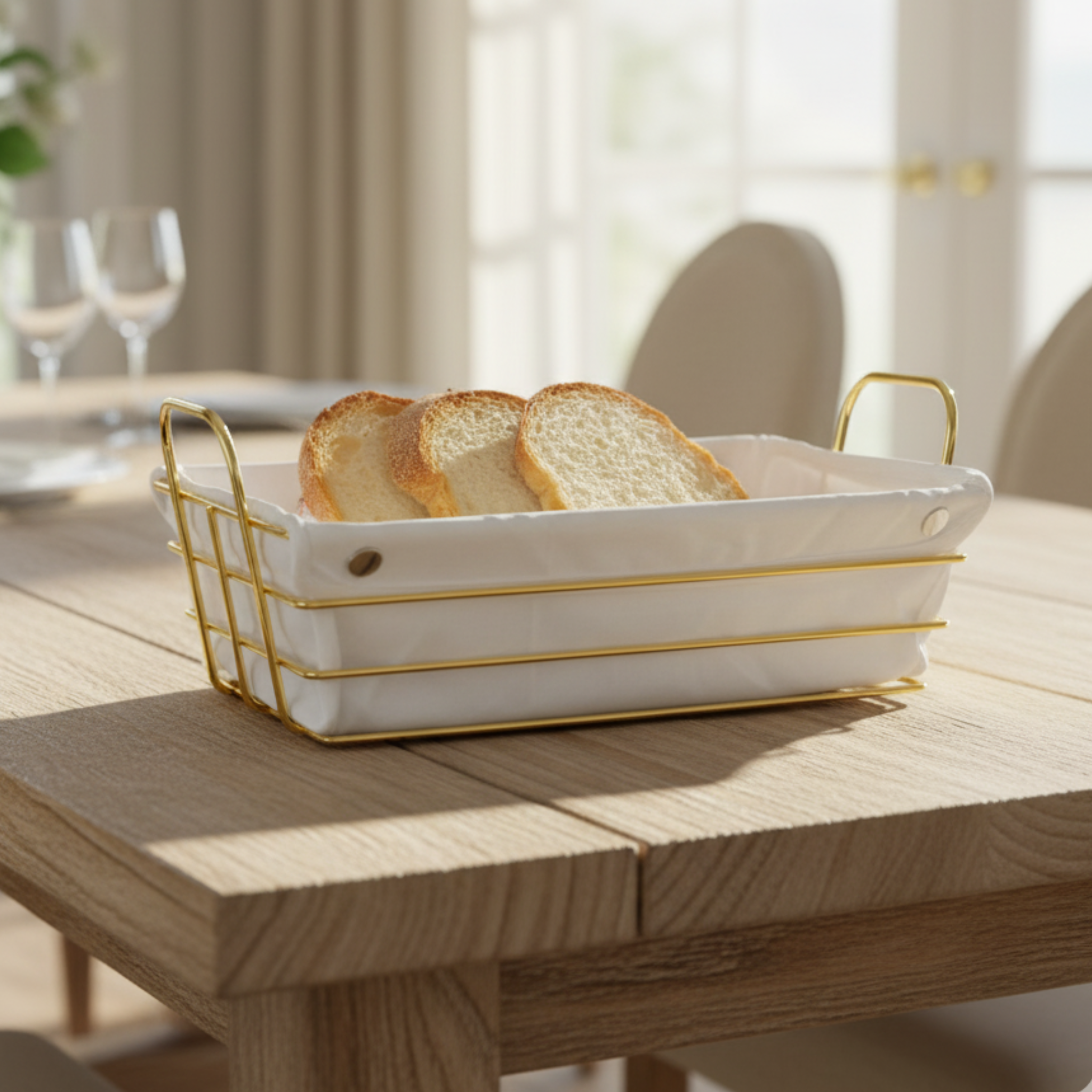 Corbeille à Pain Rectangulaire avec Housse en Tissu Blanc | Fiolla Home
