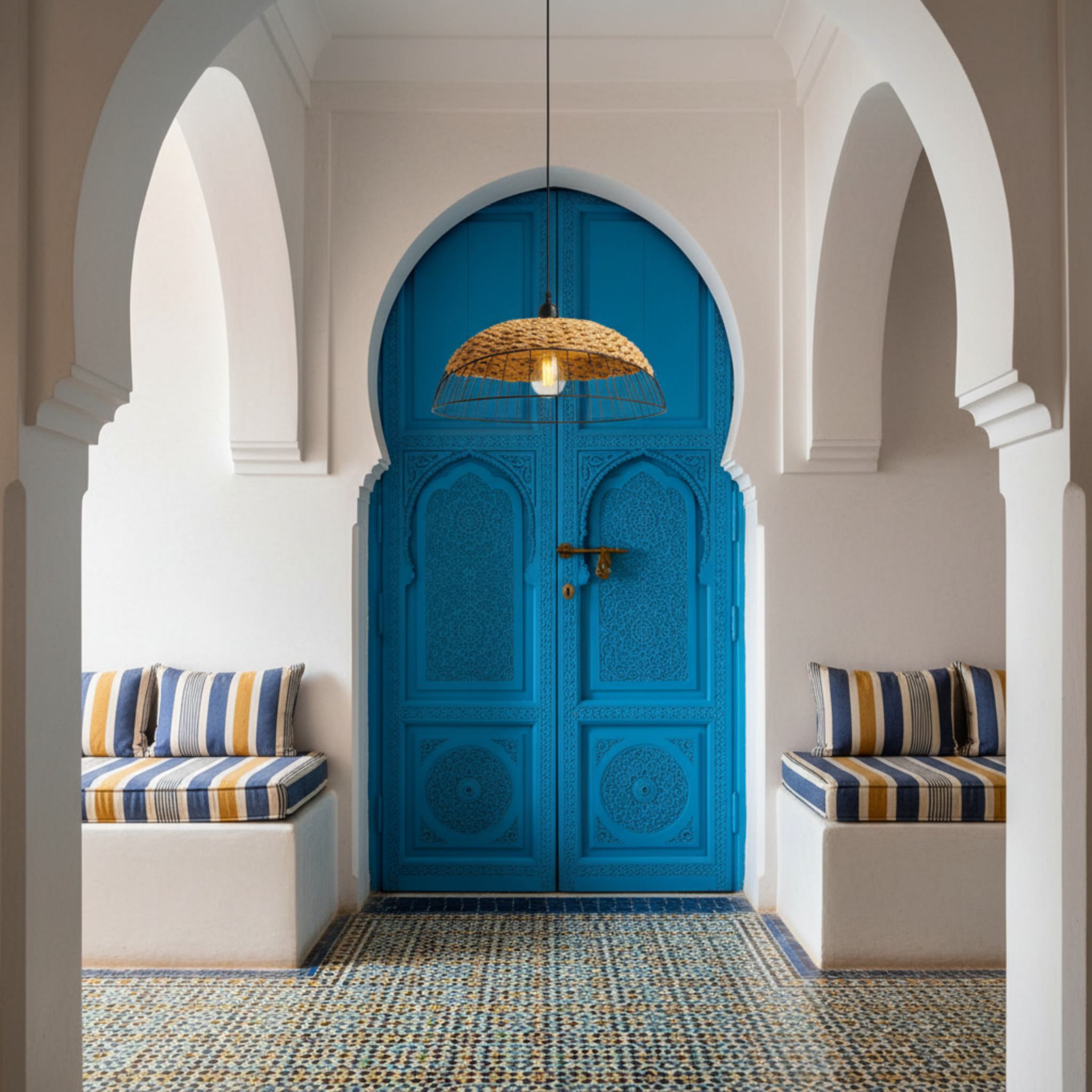 Suspension Dôme "Oasis Lumineuse" | Fibres Végétales & Métal | Tunisie