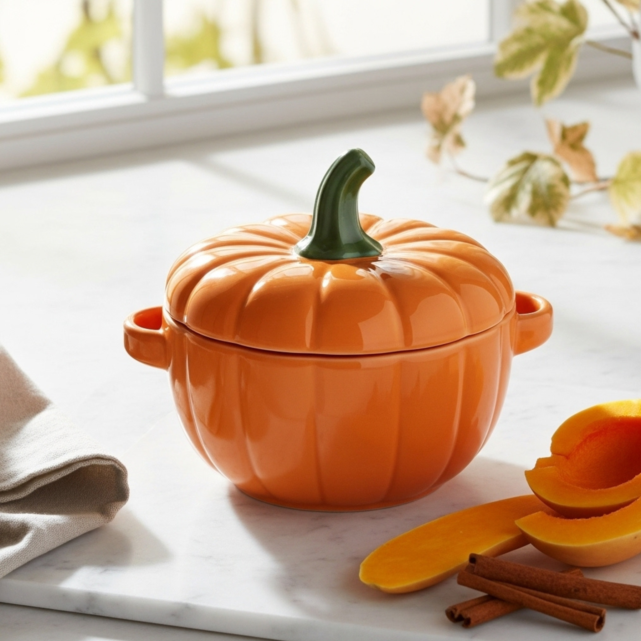 Cocotte Citrouille en Céramique avec Couvercle – Four à Table