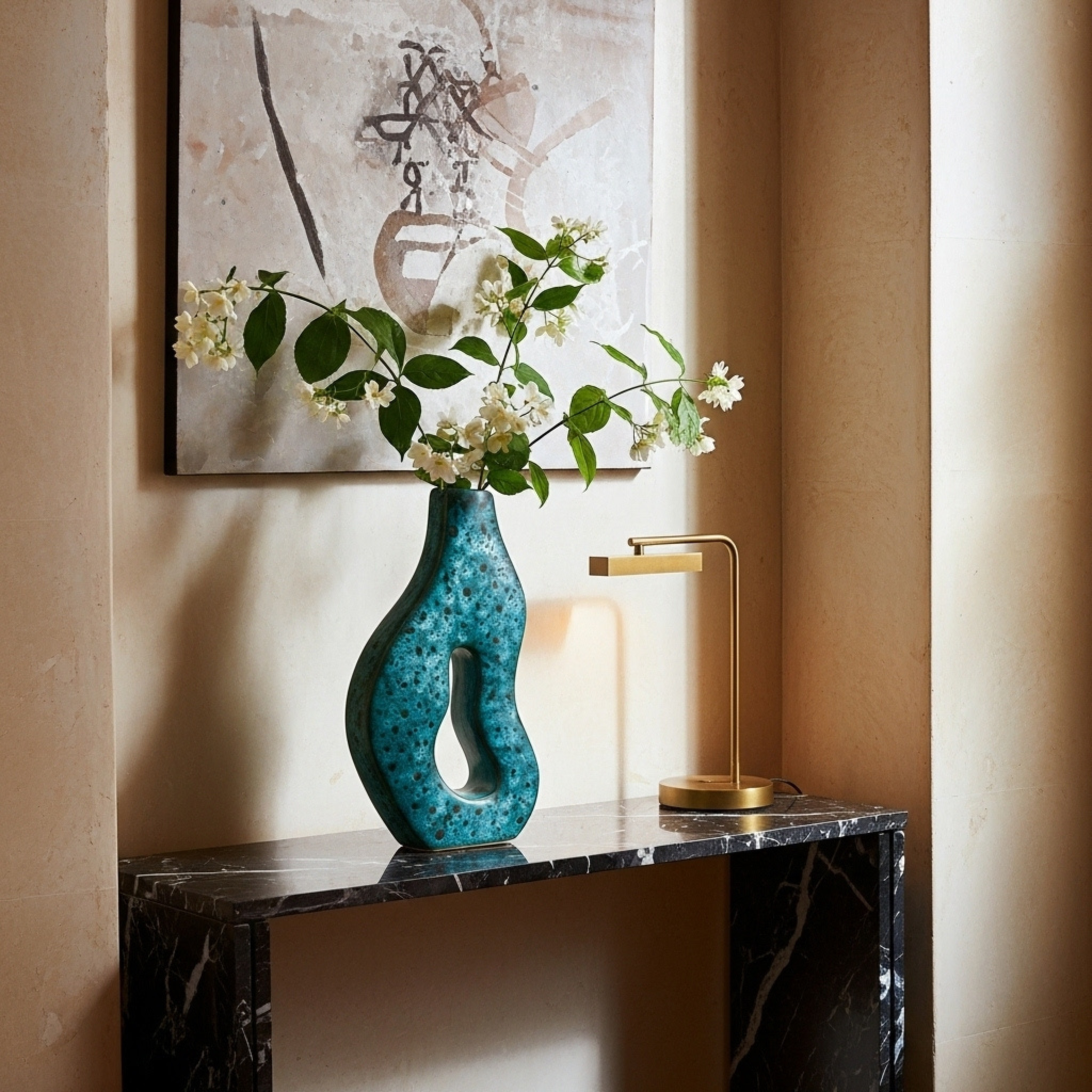 Vase en céramique sculptural – forme organique ajourée