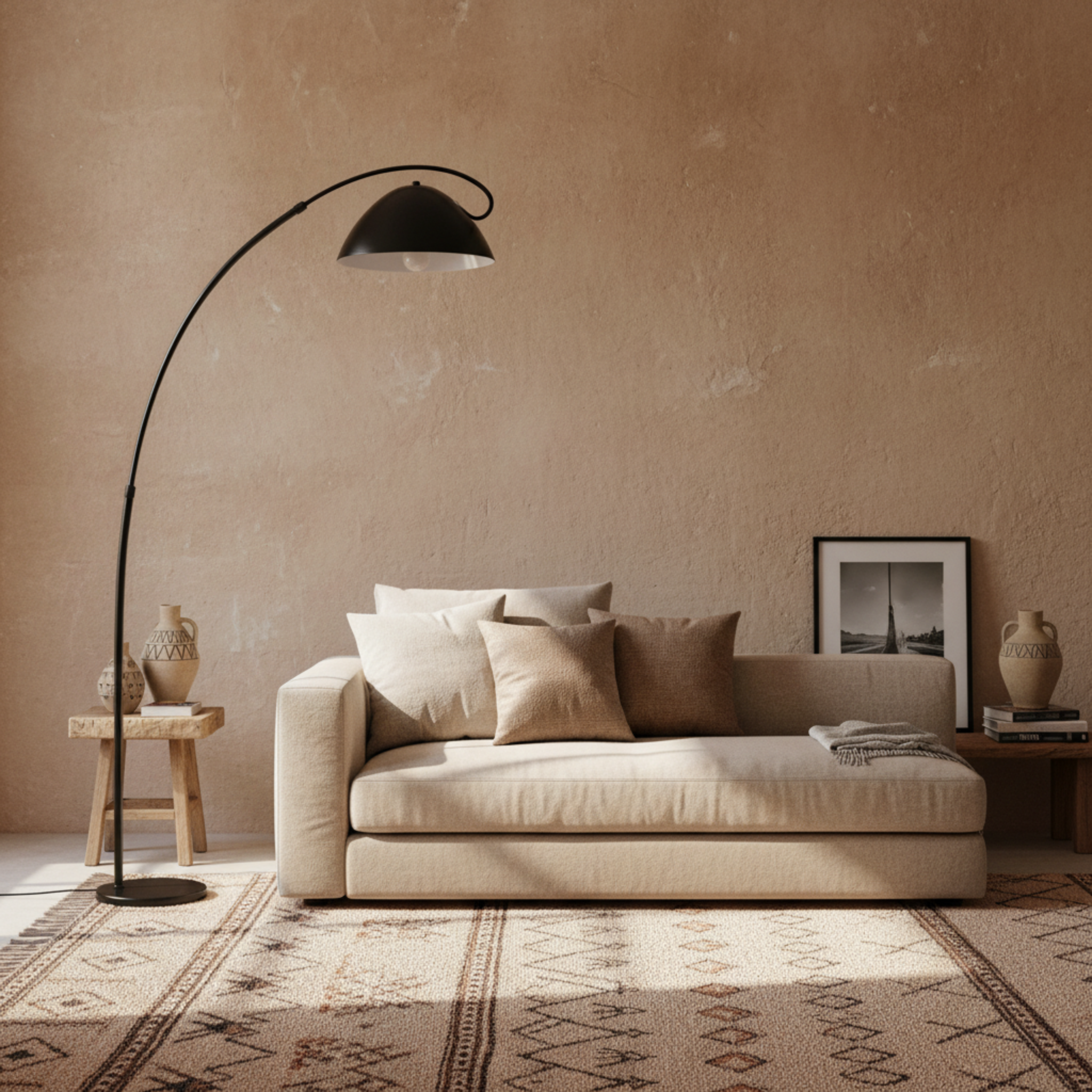 Lampadaire Arc Noir Moderne - Design Élégant pour Salon Tunisie