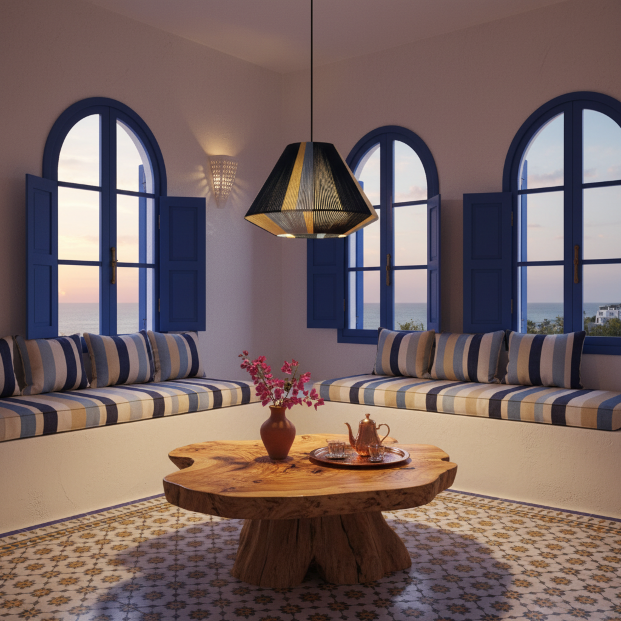 Suspension Géométrique Multicolore Fait Main | Design Moderne Tunisien