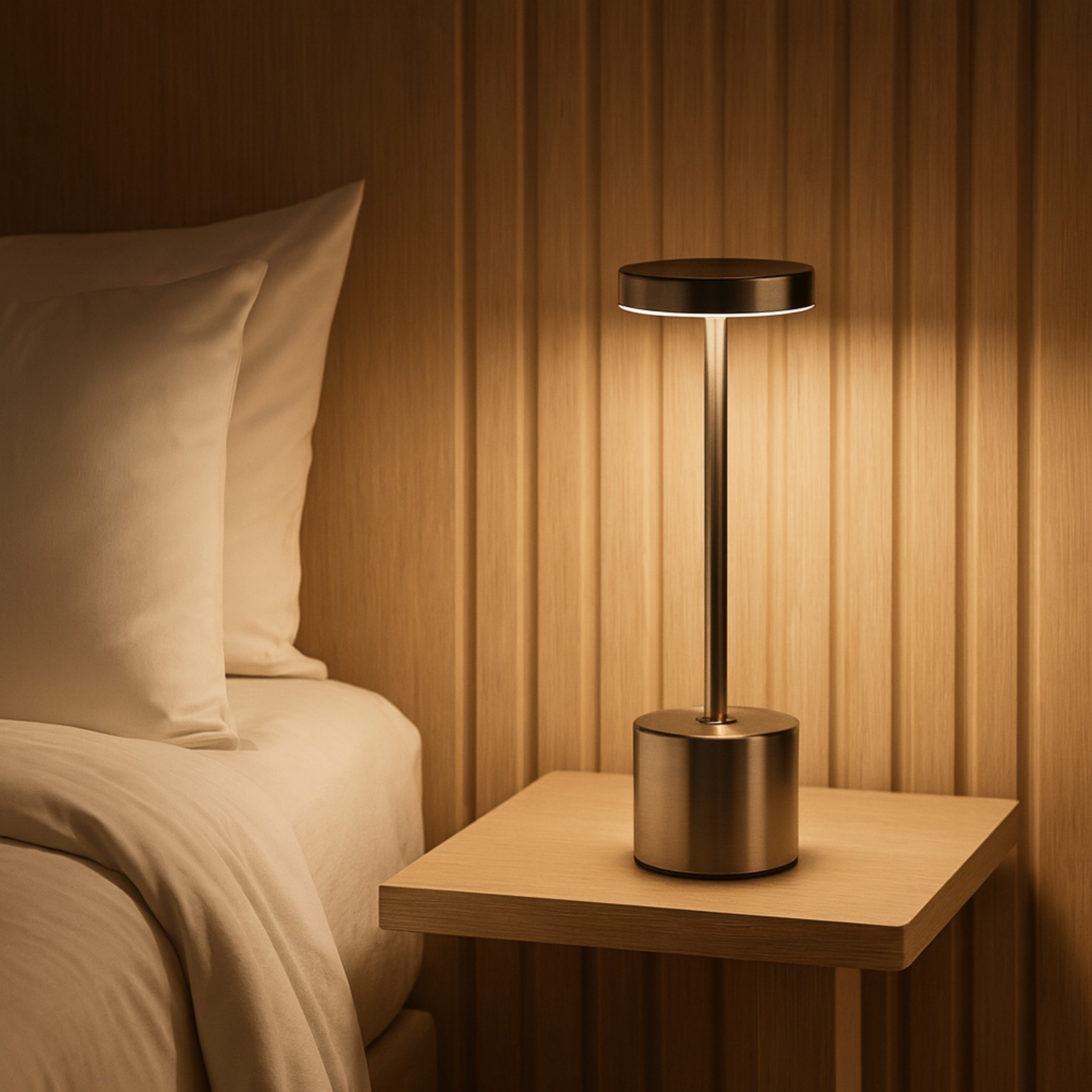 Lampe de Chevet LED Argentée – Design Minimaliste en Métal