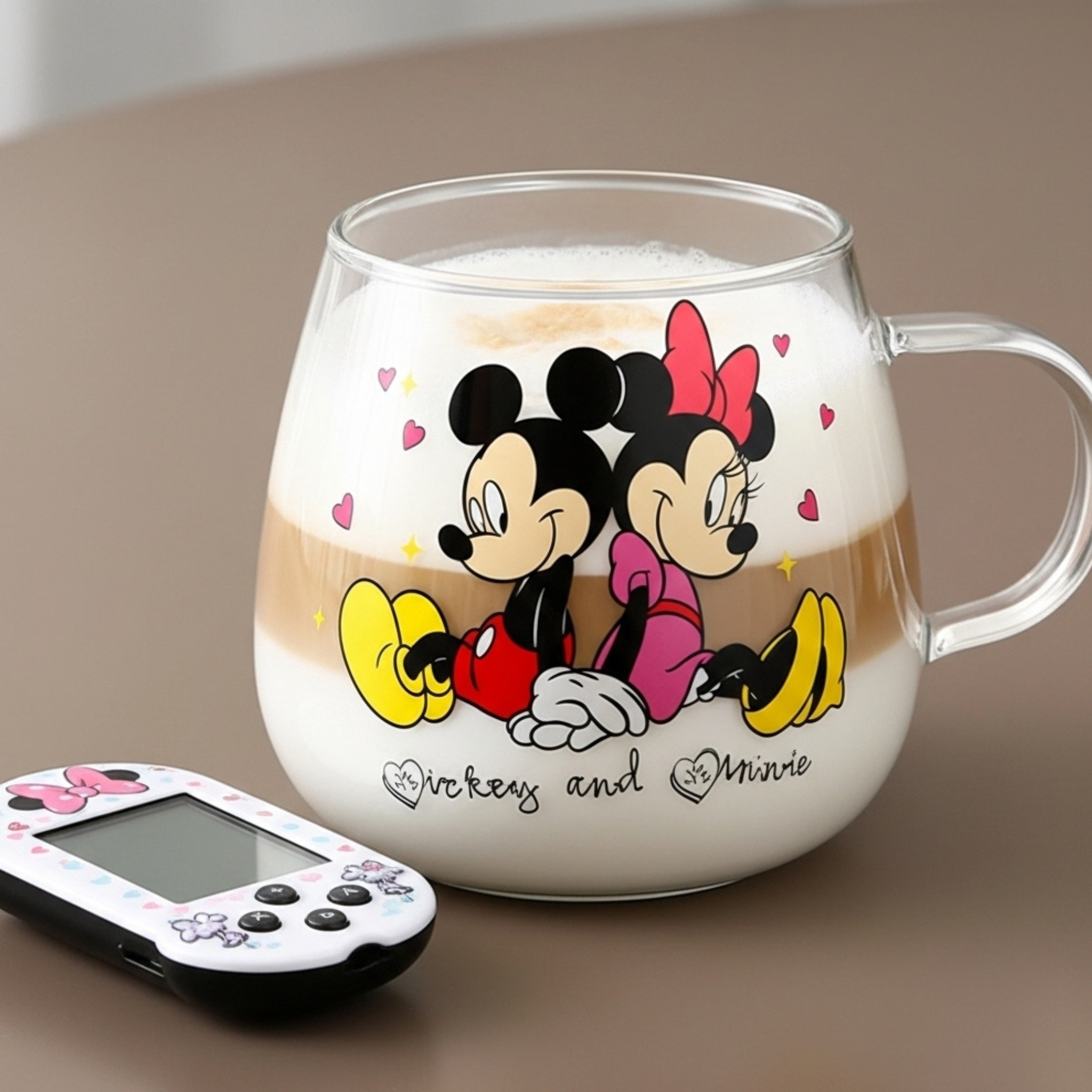 Tasse en verre Mickey & Minnie – Mug couple fun pour enfants & fans