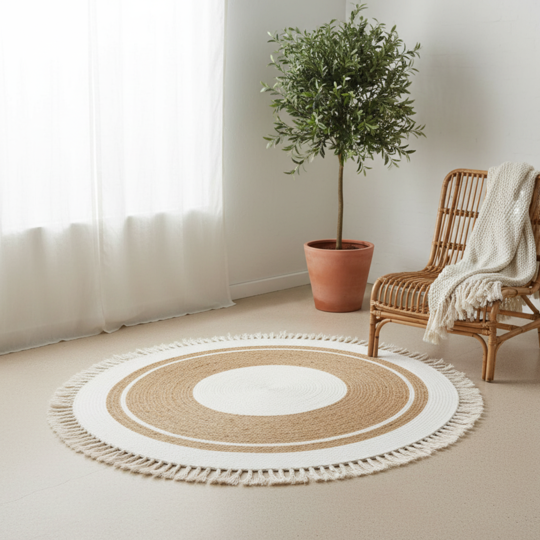 Tapis Rond Bohème à Franges | Tapis Chambre Tunisie | Fiolla Home