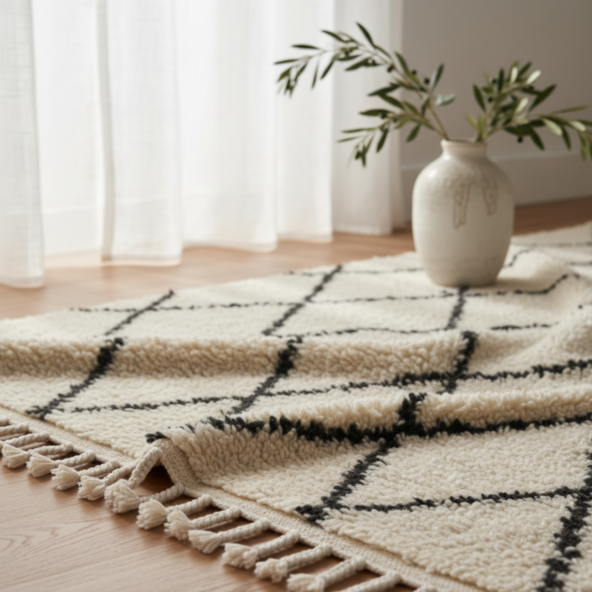 Tapis Berbère Laine Tissé Main Tunisie | Motif losanges | Fiolla Home