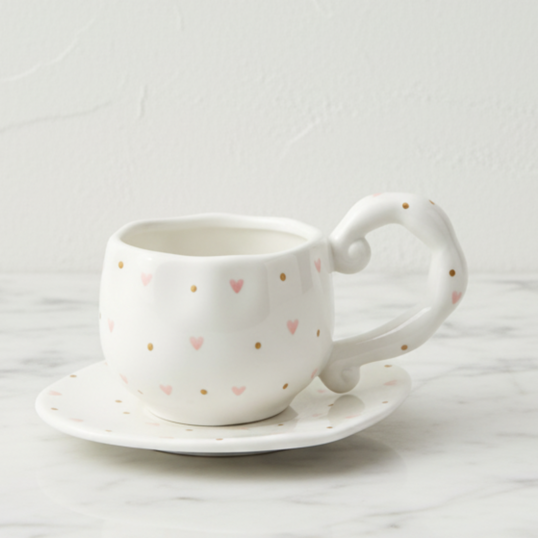 Tasse Cœur Rose avec Sous-Tasse | Mug Tunisie | Fiolla Home