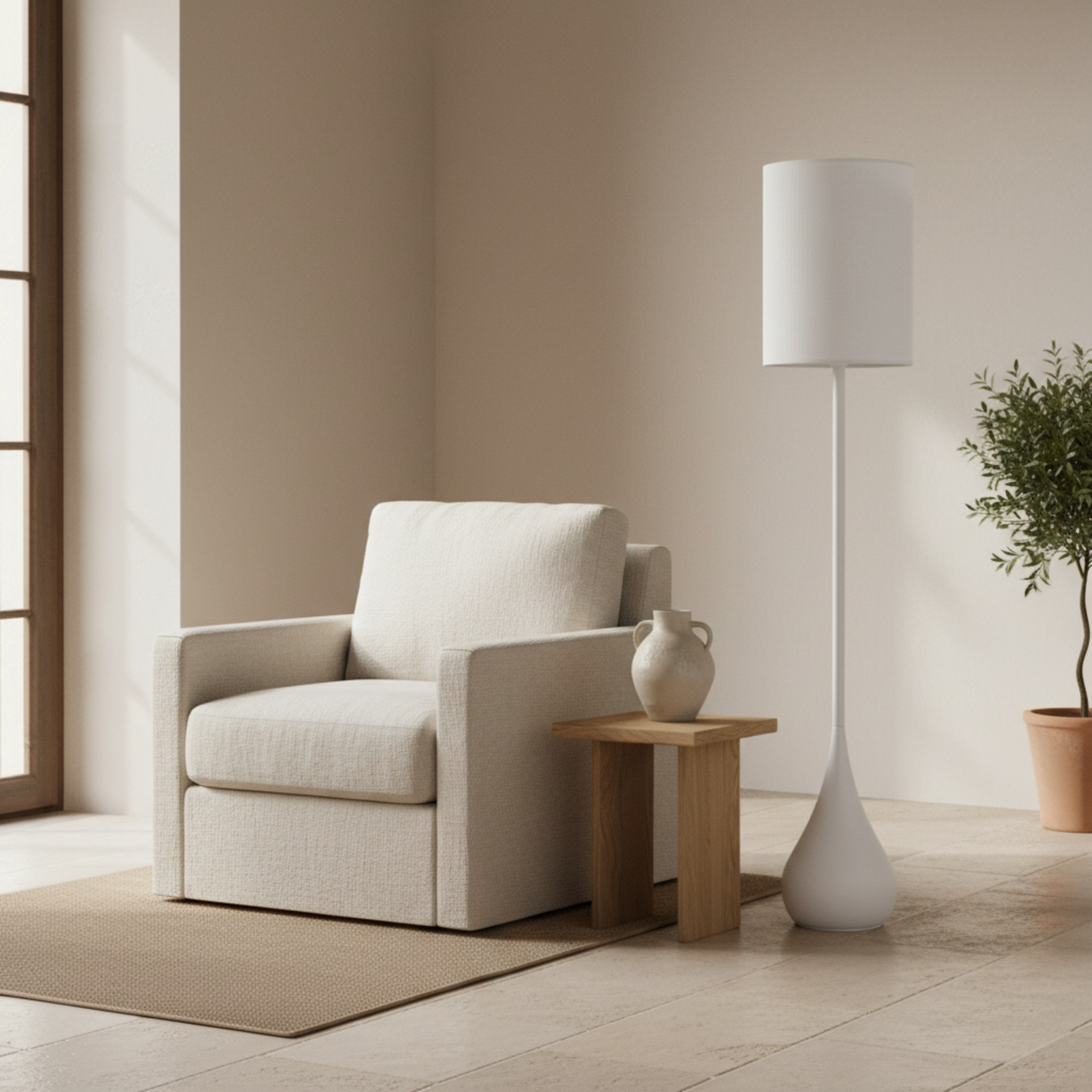 Lampadaire Design Blanc "Goutte" – Déco Luxe & Moderne Salon Tunisie