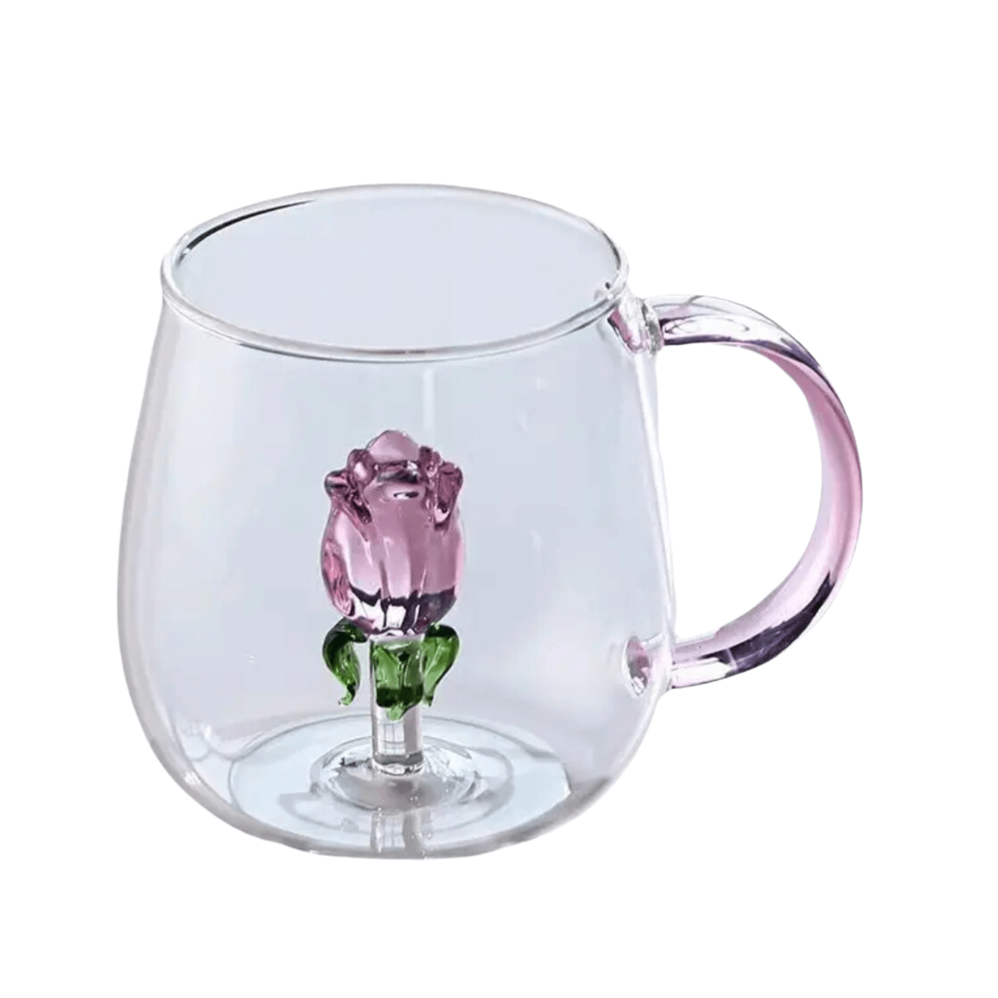 Tasse à Café en Verre avec Rose | Design Fleur | Fiolla Home