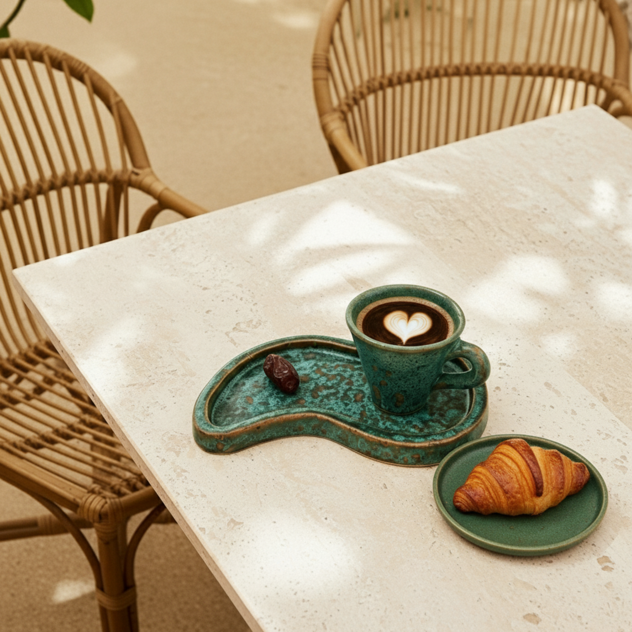 Tasse Café Noir avec Sous-Tasse — Céramique Fait Main