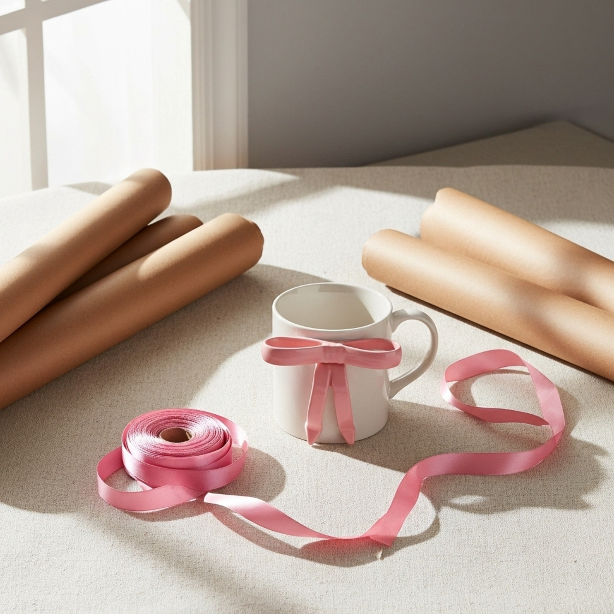 Mug nœud rose en céramique – Chic & cadeau | Tunisie