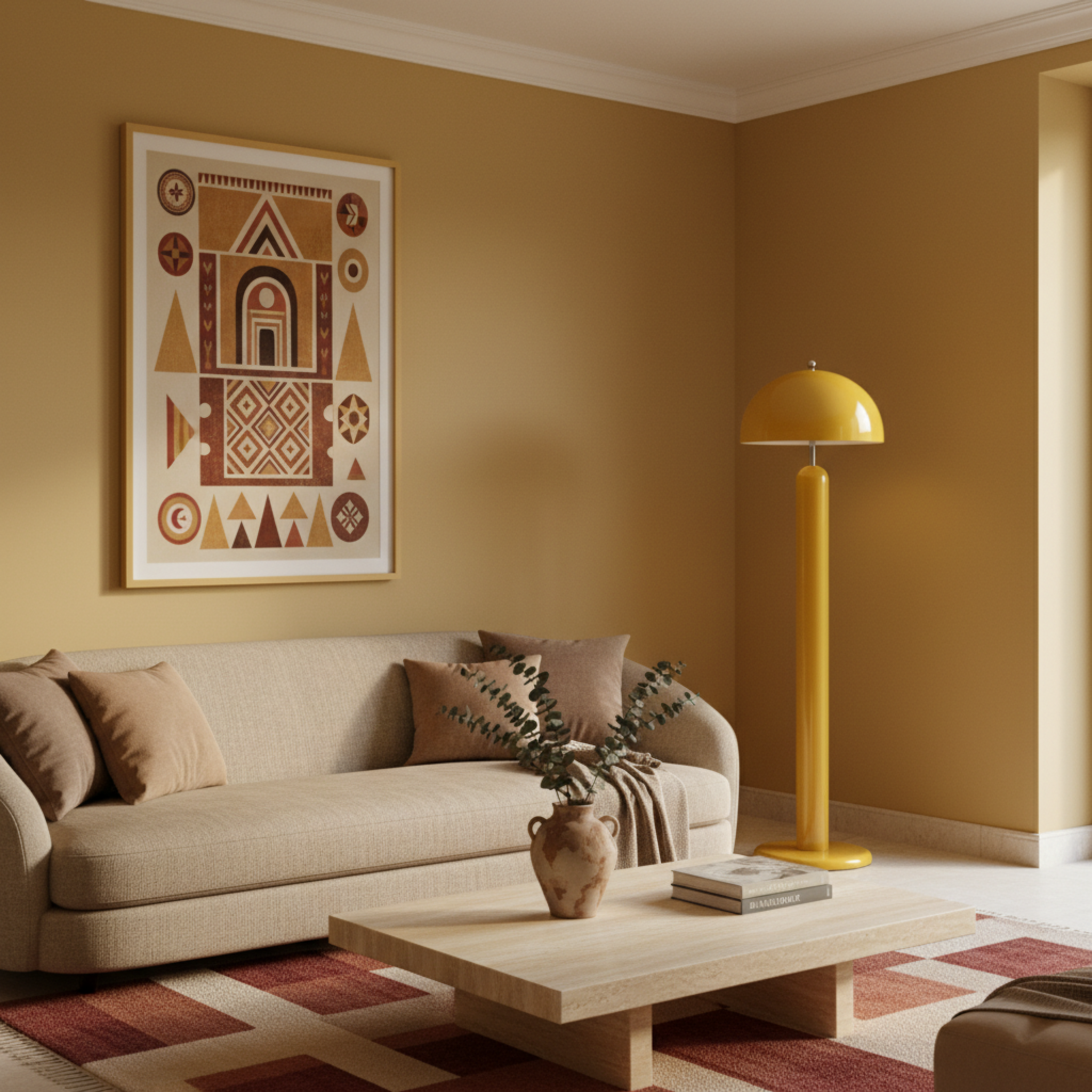 Lampadaire Champignon Jaune Solaire – Design Rétro Tunisie