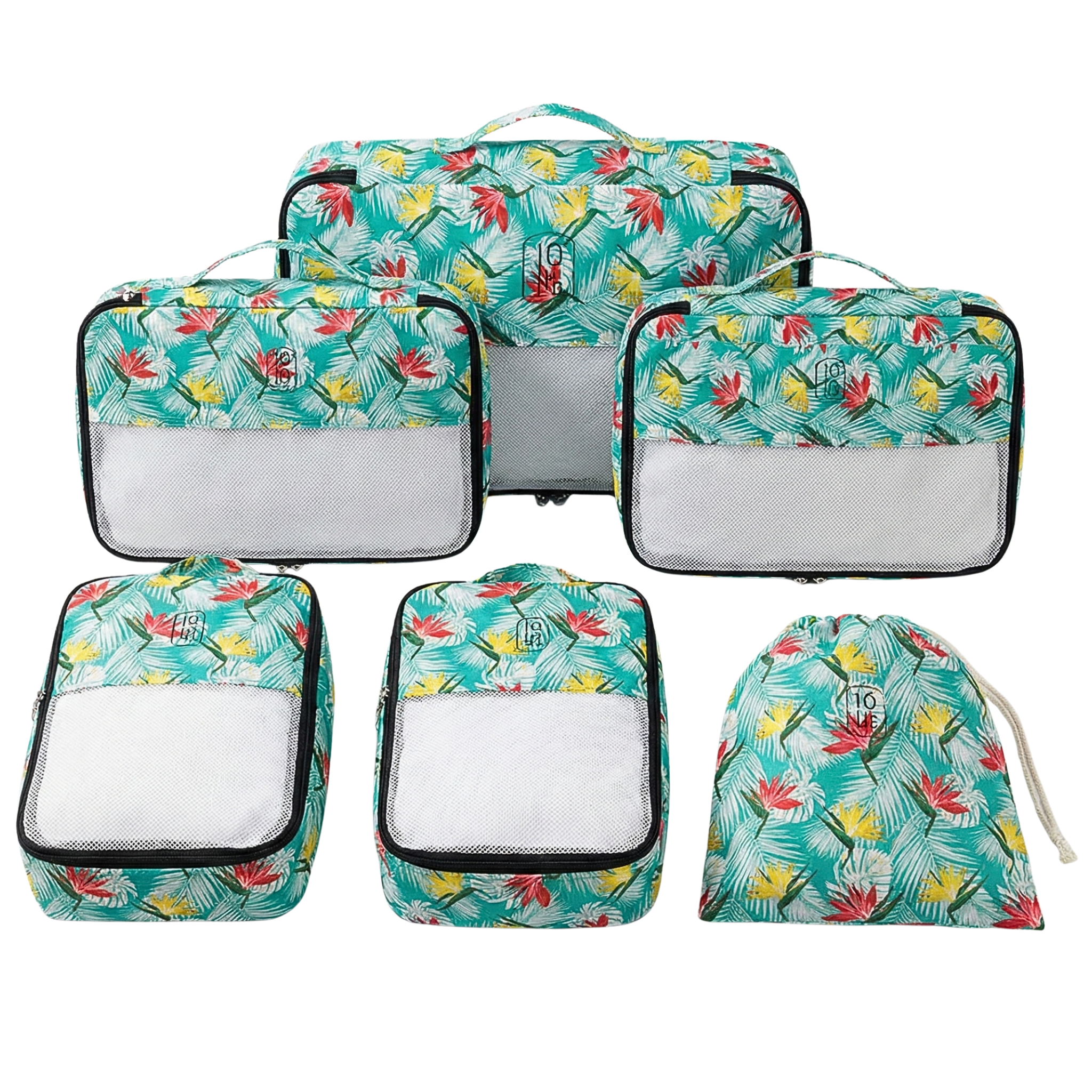 Set 6 Organisateurs de Valise Voyage - Pochettes de Rangement Tropical