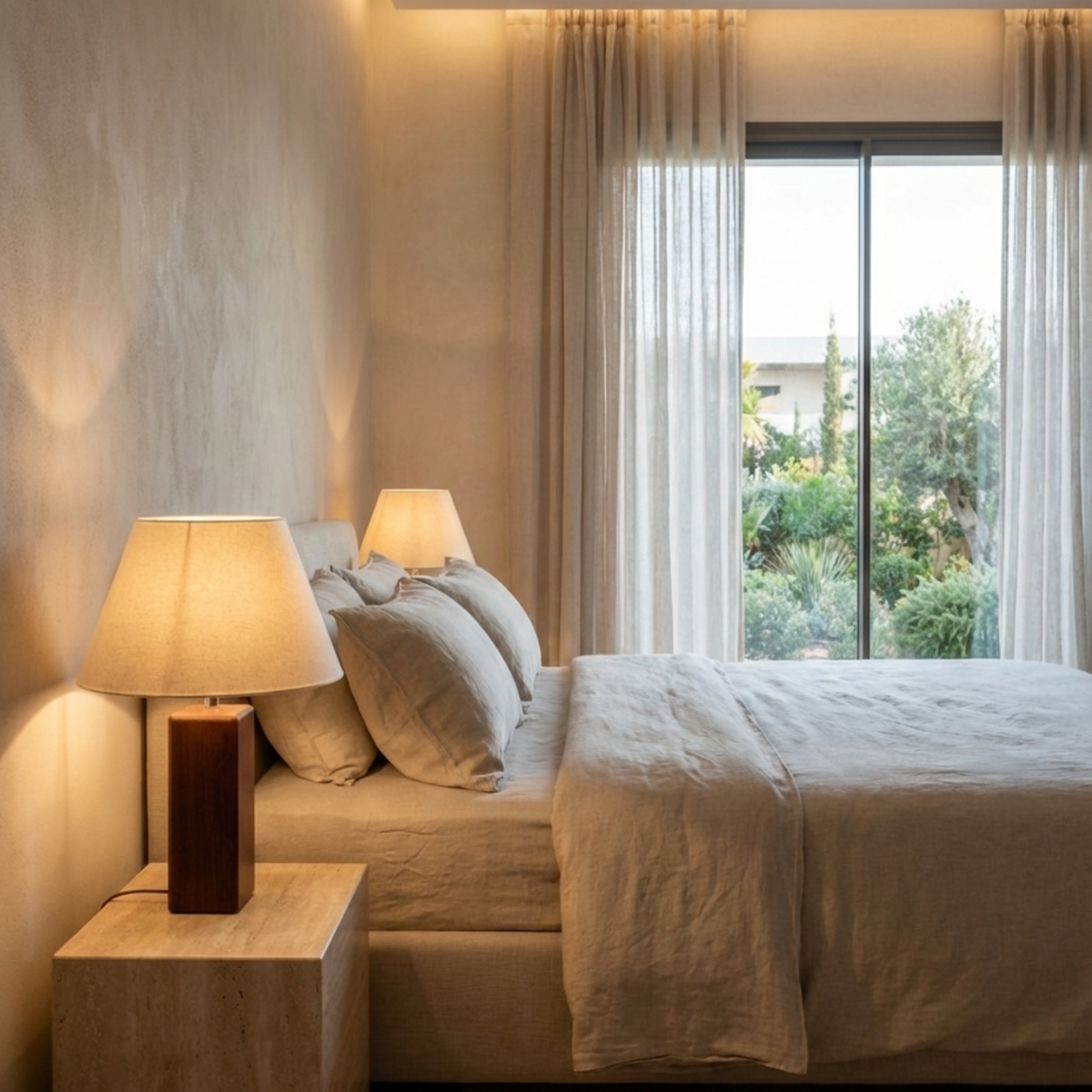 Lampe à Poser Artisanale en Bois & Lin - Design Unique Tunisie