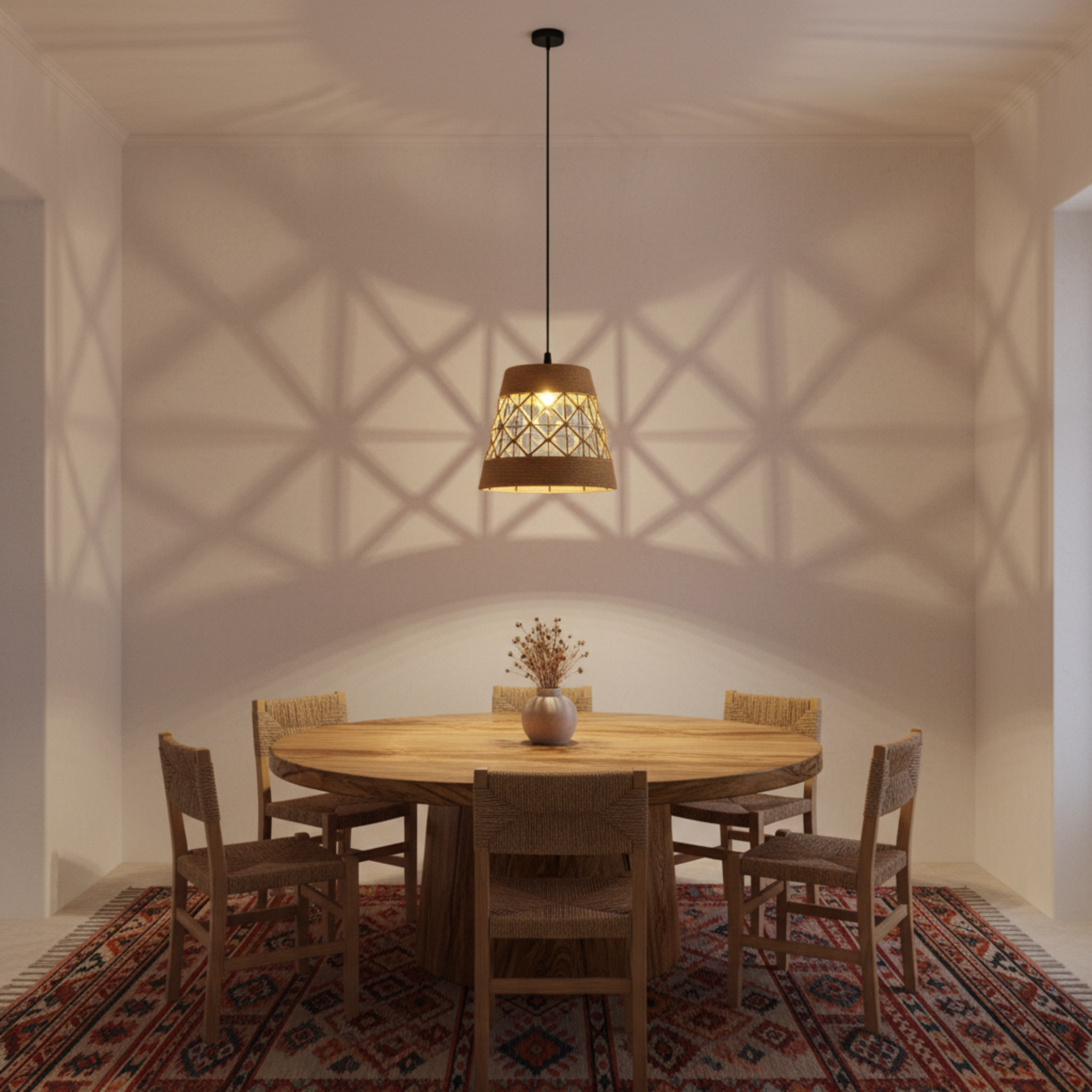 Suspension "Alya" en Jute Tressé – Luminaire Tunisie