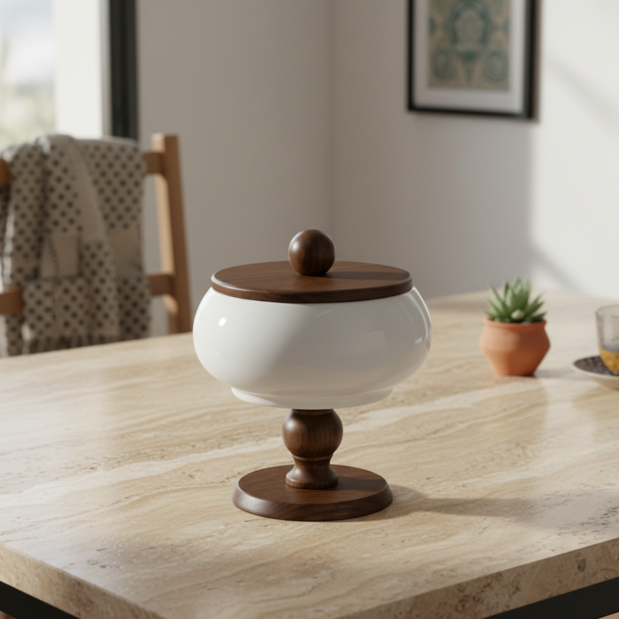 Bonbonnière Design Céramique & Bois – Élégance Moderne (Moyen Modèle)