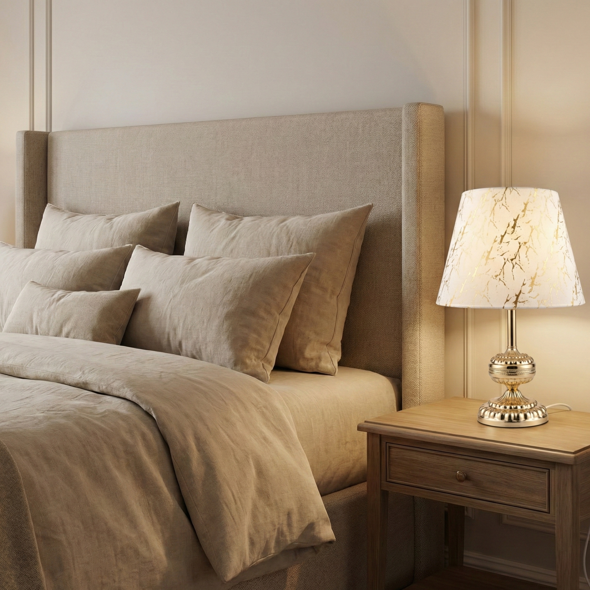 Lampe de Chevet Chic Dorée & Marbre - Luminaire Décoratif Tunisie