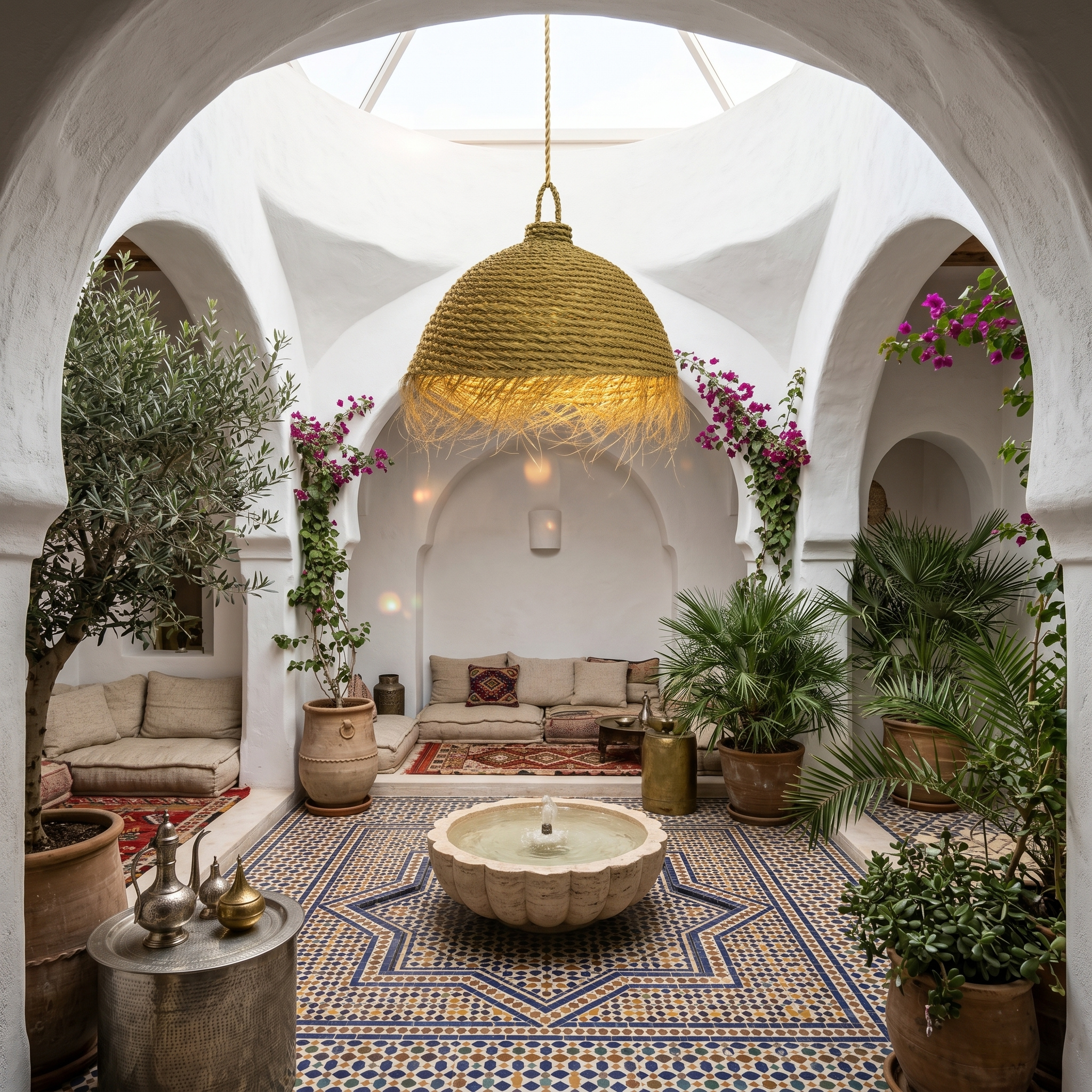 Suspension Ronde Halfa | Luminaire Dôme Naturel | Fiolla Home