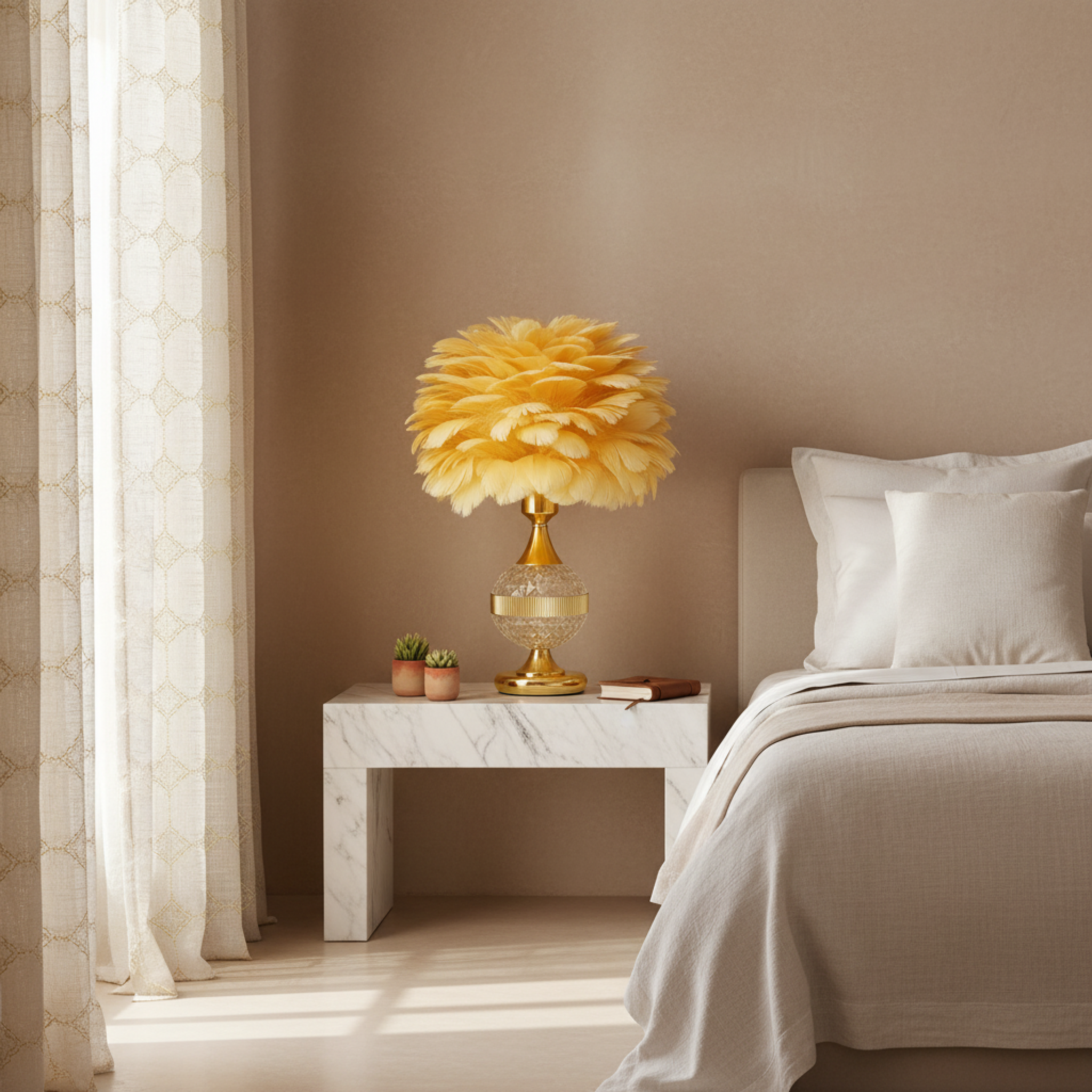 Veilleuse à Plumes Design – Élégance Bohème Chic Tunisie